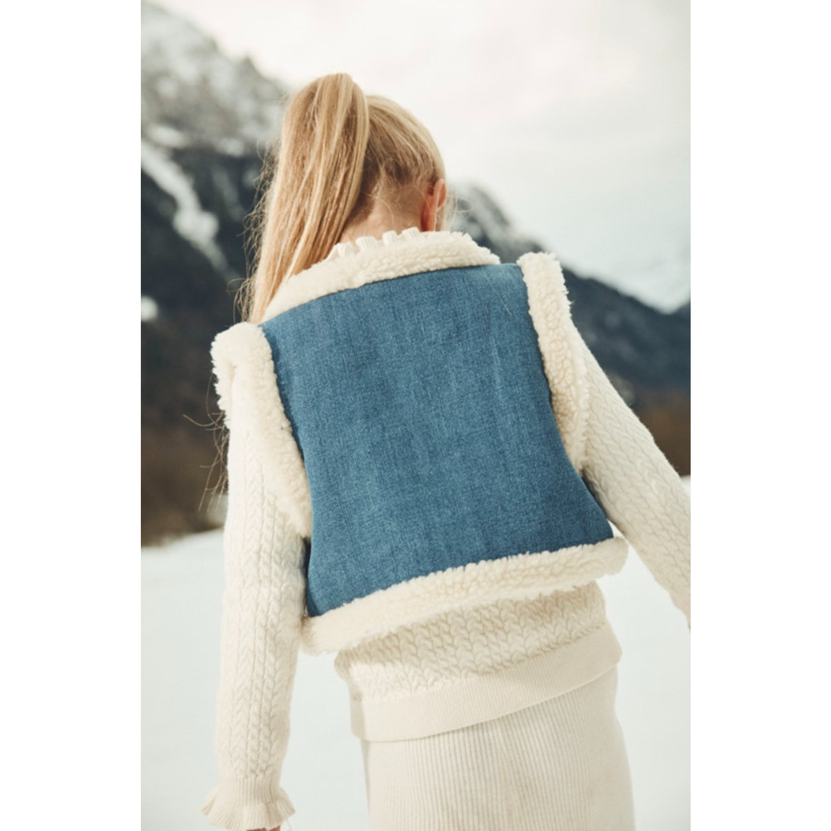 Louise Misha Reversible Vest Librana Cream Stone Blue - Cream