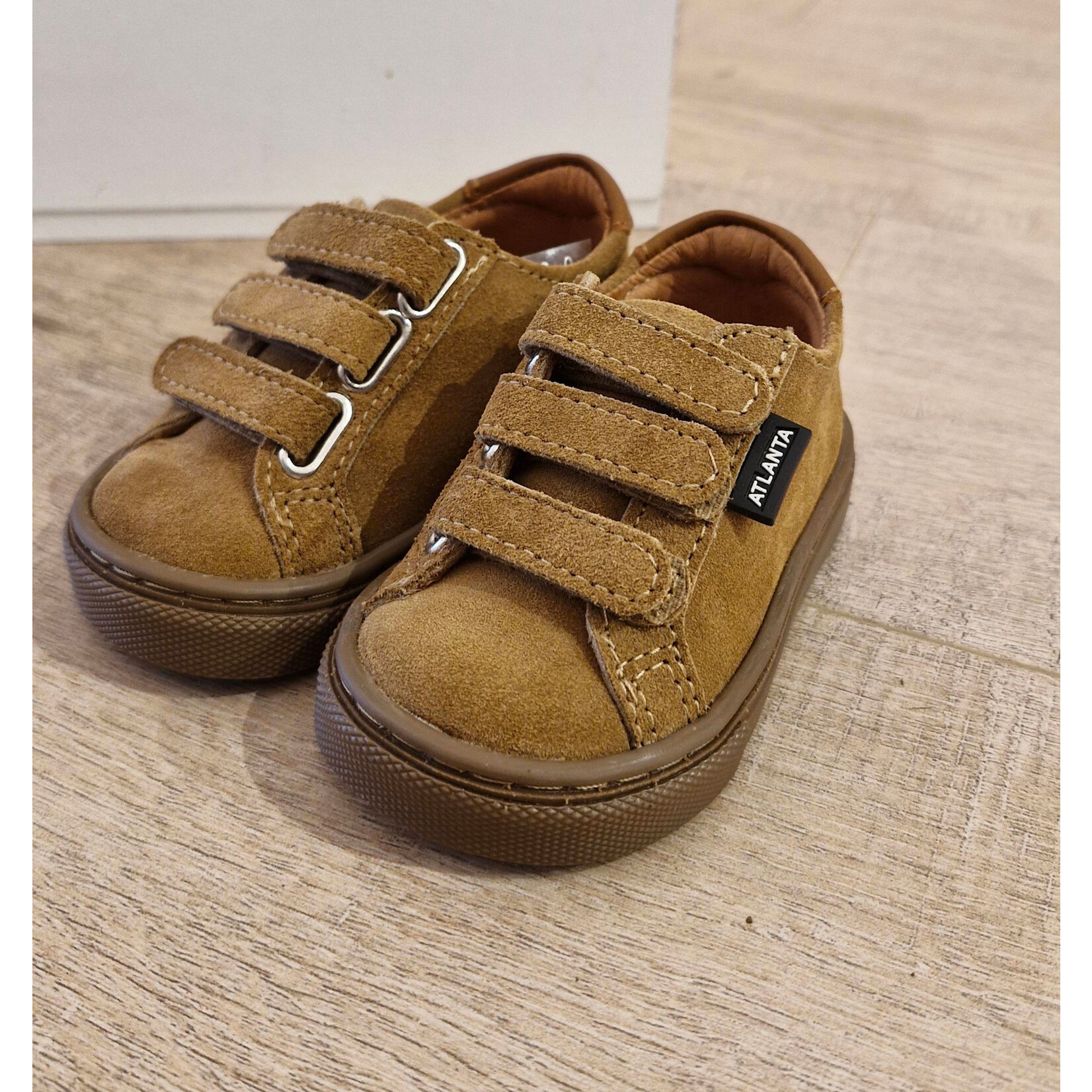 Atlanta Sneaker three straps - Beige suede & camel smooth