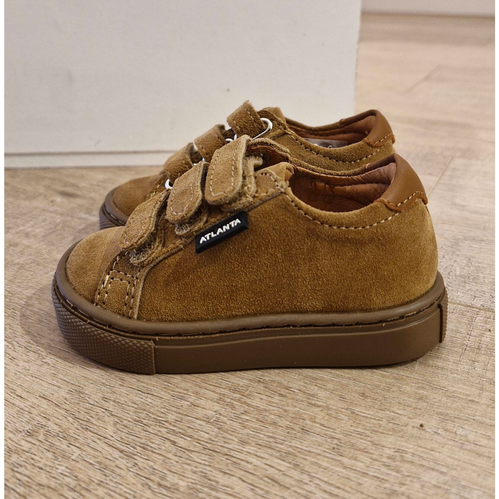 Atlanta Sneaker three straps - Beige suede & camel smooth