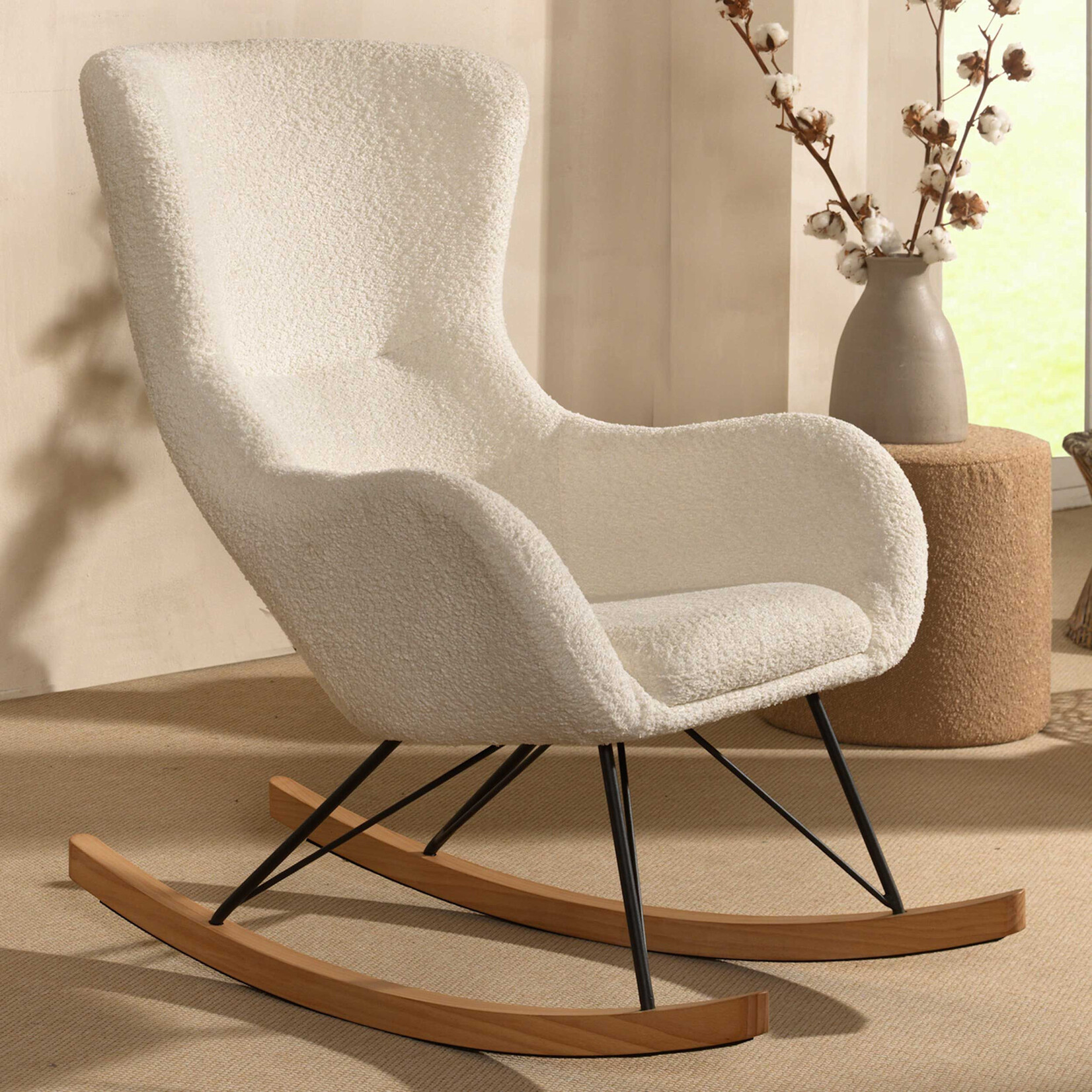 Vipack Furniture ROCKY SCHOMMELSTOEL MAXI DAVIES BEIGE BOUCLÉ