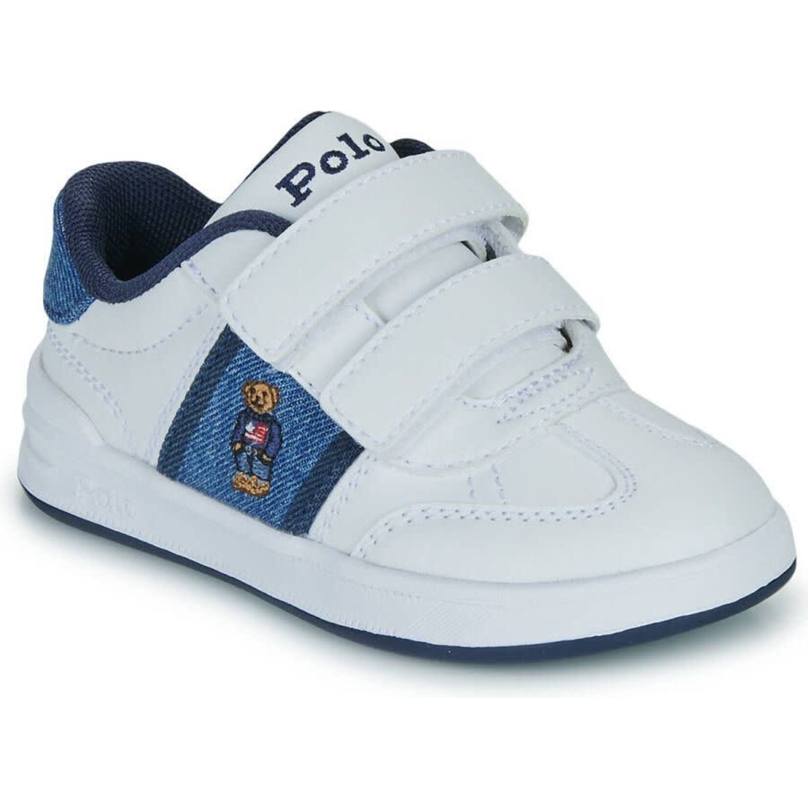 Ralph Lauren HERITAGE COURT III T-TOE EZ WHITE SMOOTH/DENIM/NAVY w/ AMER1I9C