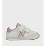 Ralph Lauren HERITAGE COURT III T-TOE EZ WHITE SMOOTH/BLUSH PINK w/ GOLD