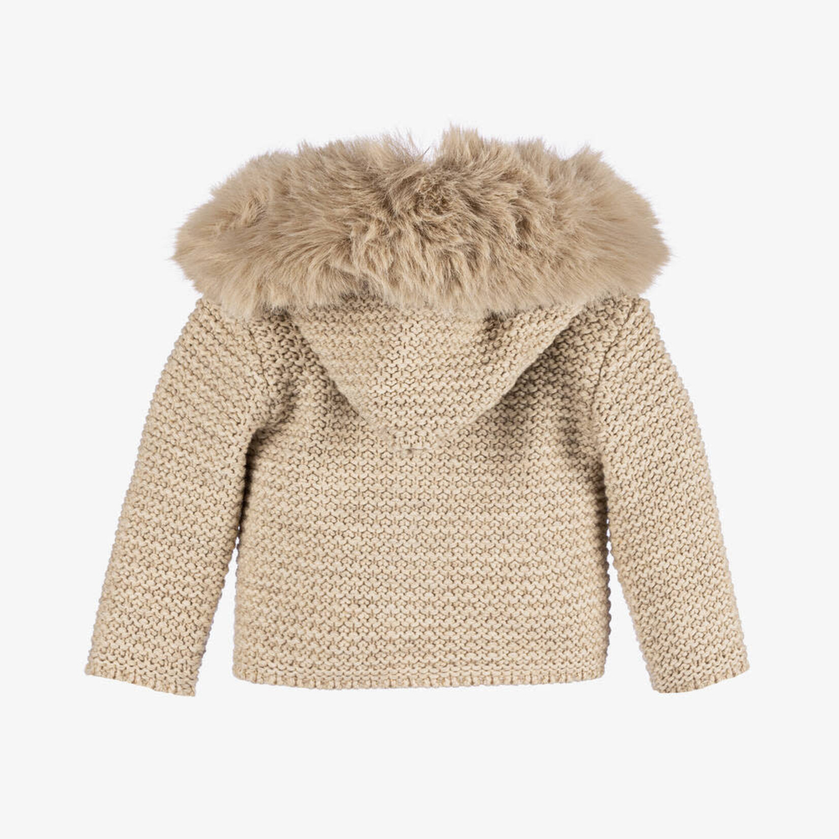 Paz Rodriguez KNIT NEWBORN COAT "ESENCIAL" Sand