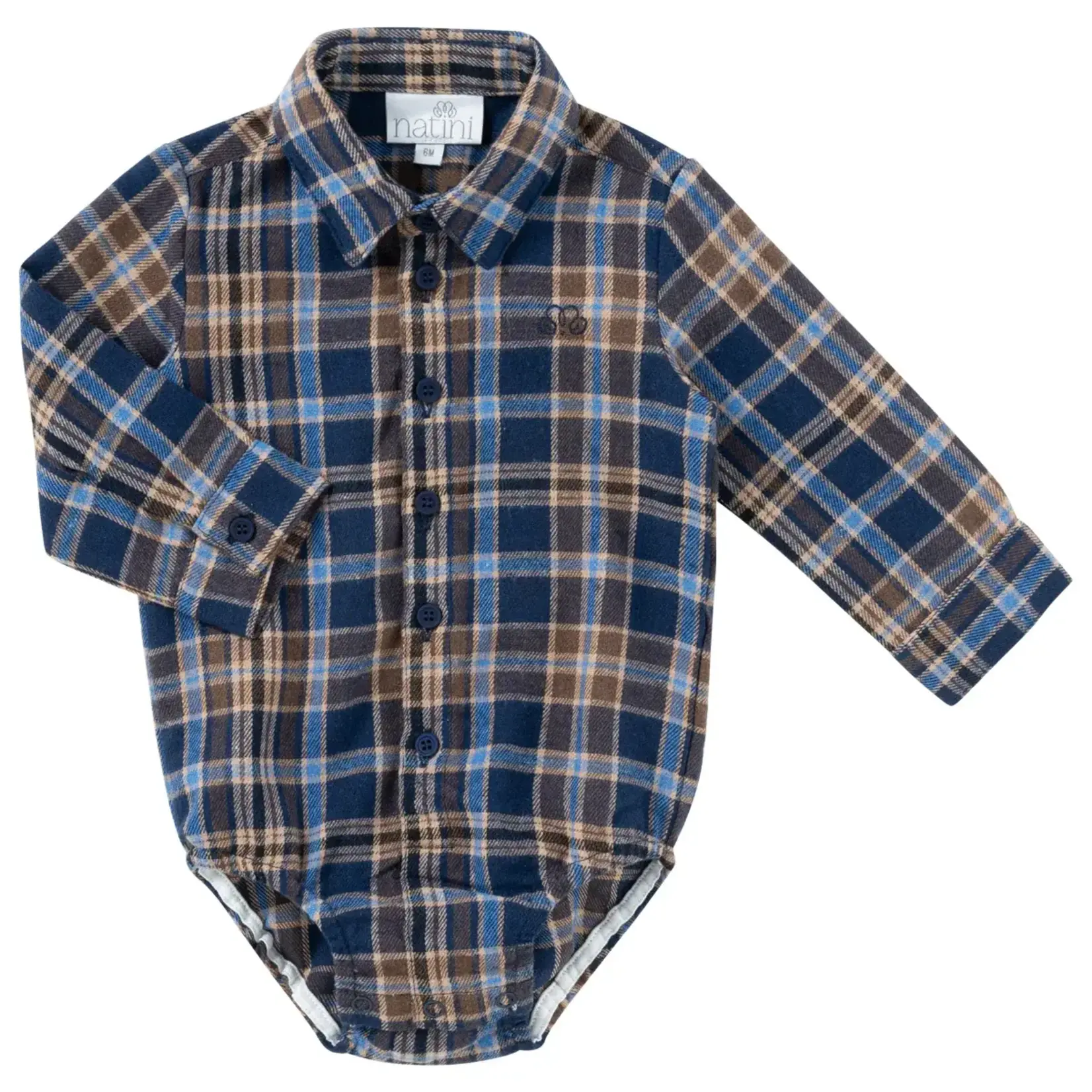 Natini BODYSHIRT SQUARE ARTHUR_BLUE-BROWN