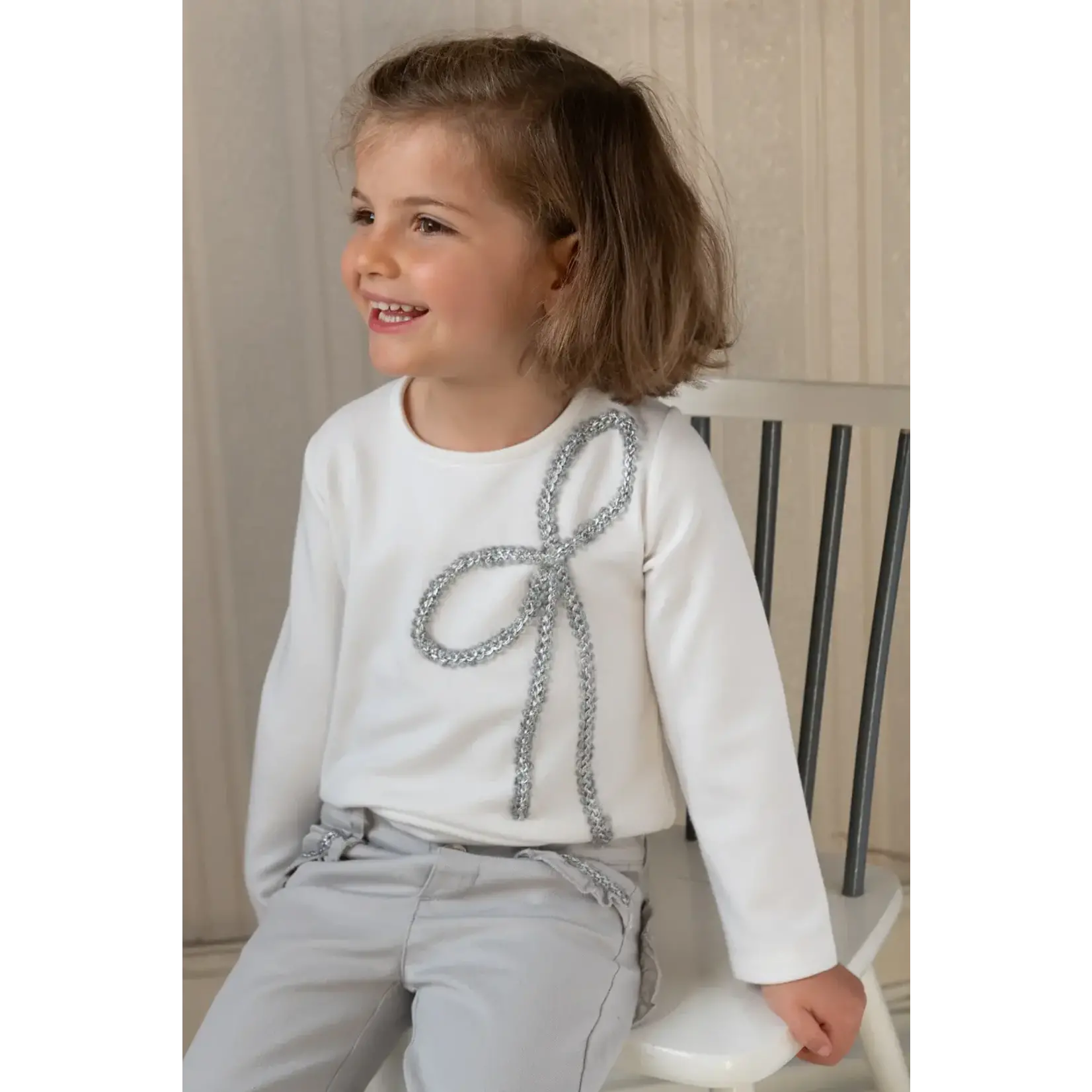 Natini T-SHIRT SPARKLE BOW-OFFWHITE