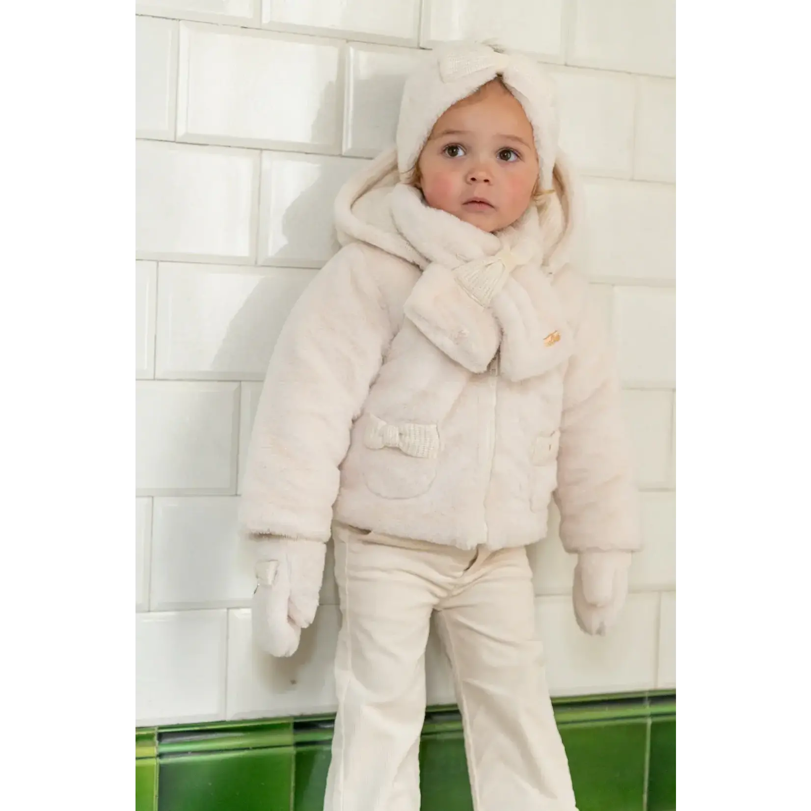 Natini SCARF FUR BOW-CREAM