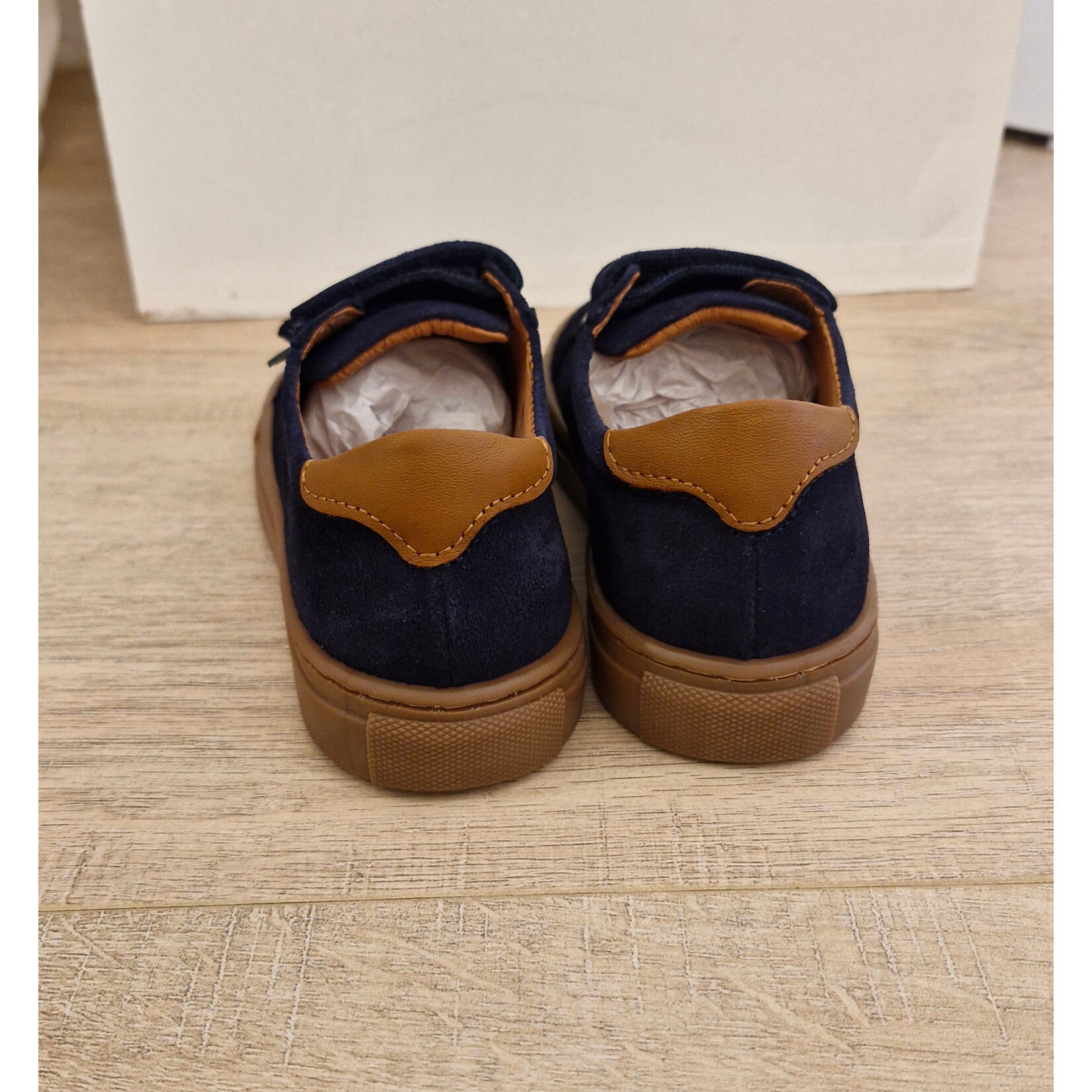 Atlanta Sneaker three straps - Blue dark suede & camel smooth