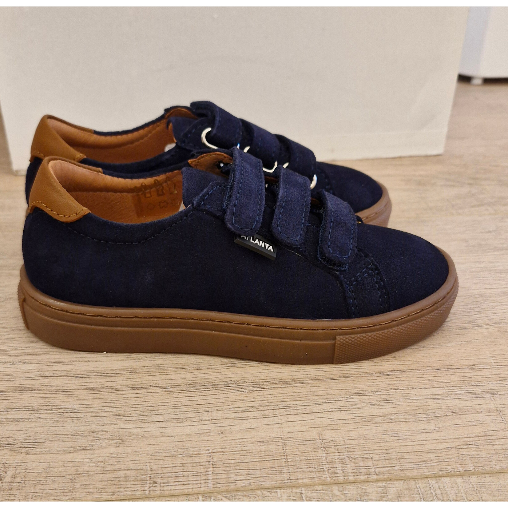 Atlanta Sneaker three straps - Blue dark suede & camel smooth