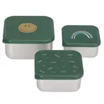 Lässig Snackbox Stainless Steel 3 pcs  Smile green