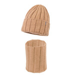Jamiks JZI332--3 AGAPITO merino set van sjaal en muts beige