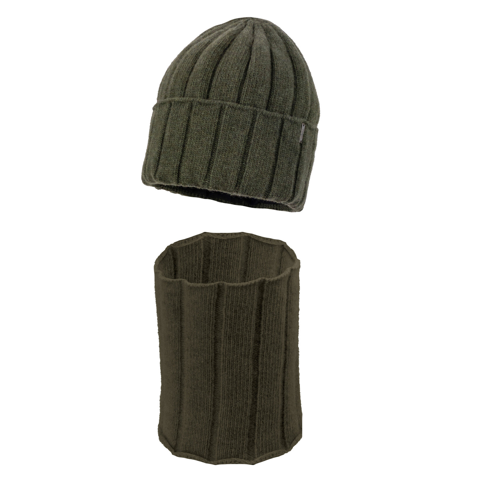 Jamiks JZI332-6 AGAPITO merino set van sjaal en muts kakhi