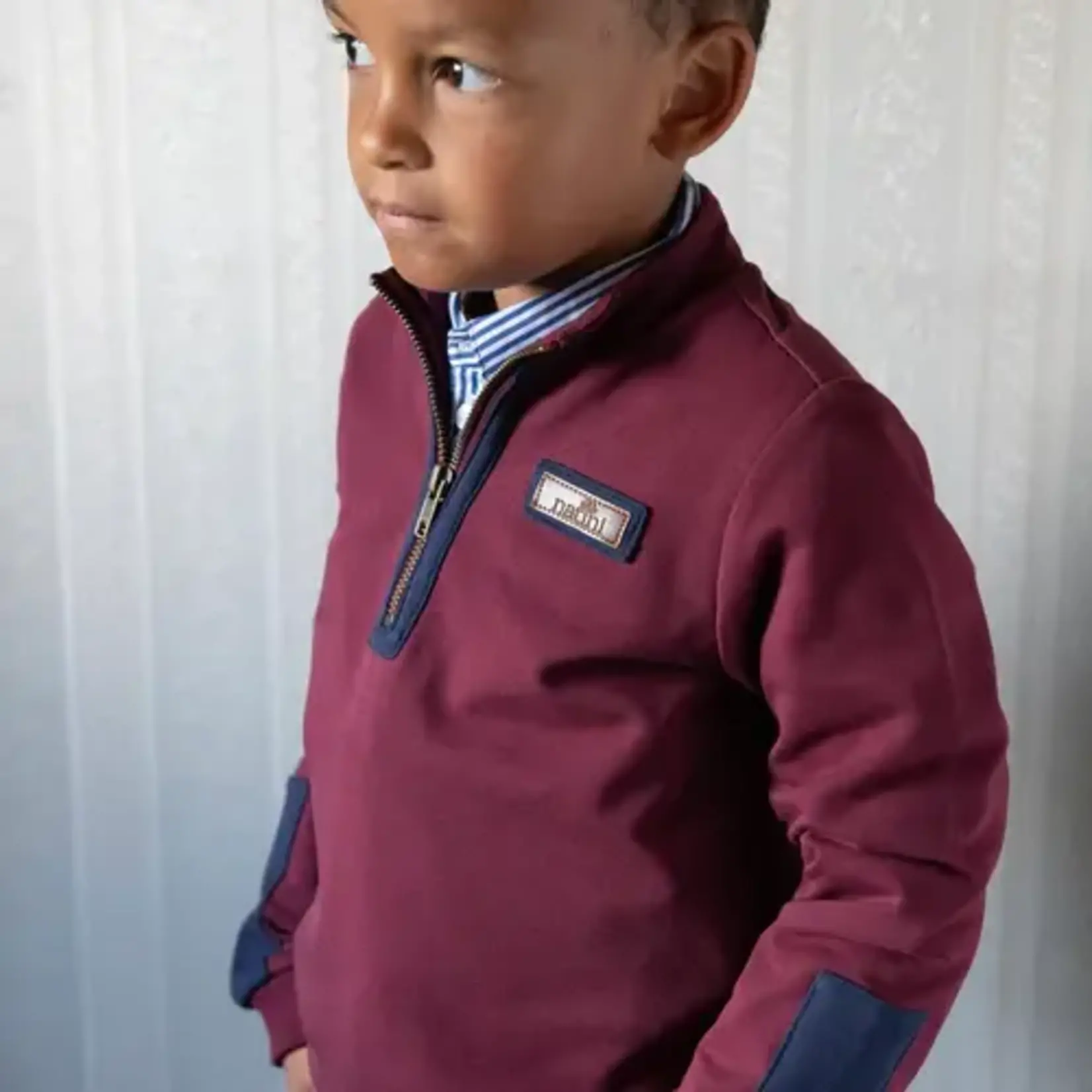 Natini SWEATER ZIPPY  BORDEAUX-BLUE