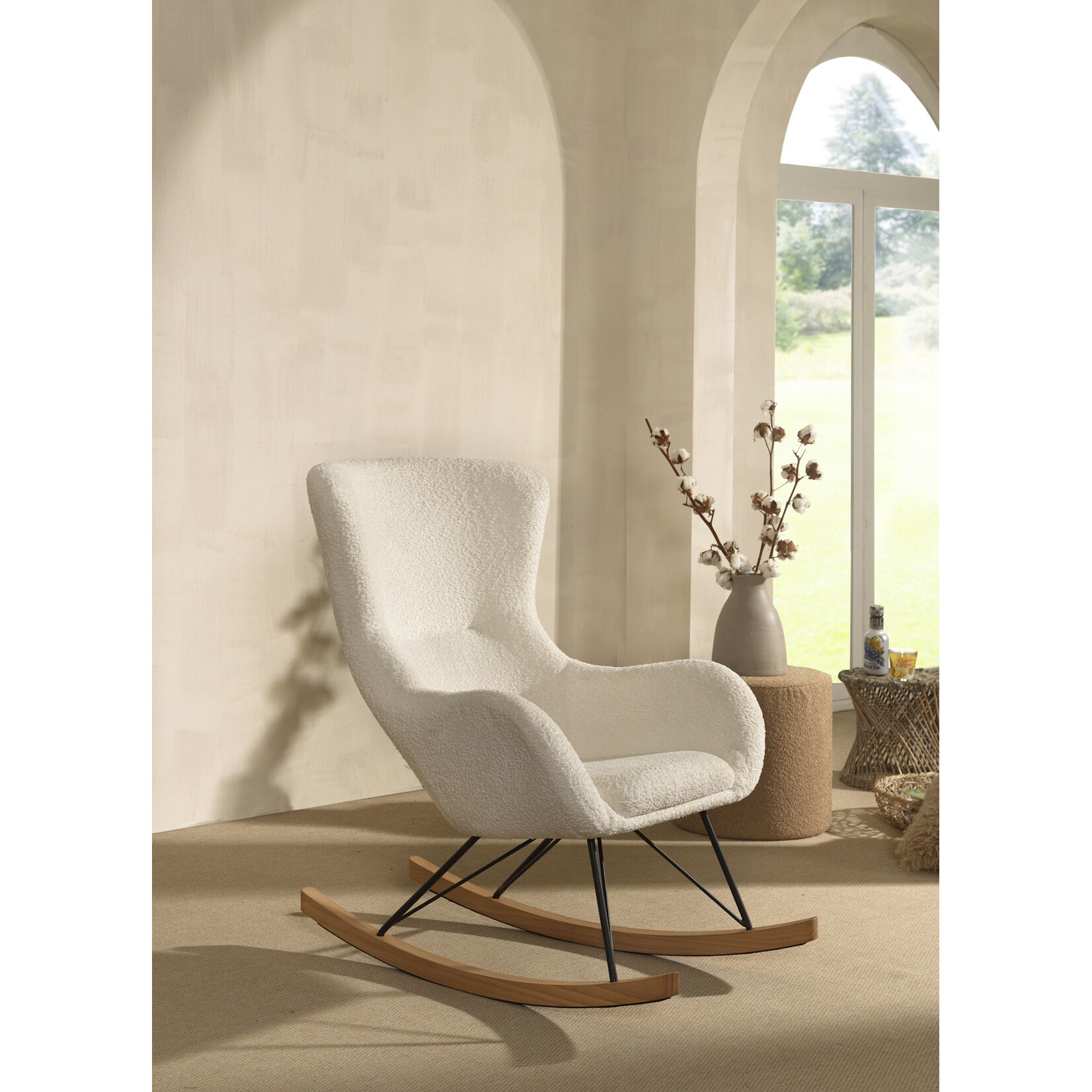 Jaxx Furniture ROCKY SCHOMMELSTOEL MAXI WIT BOUCLÉ