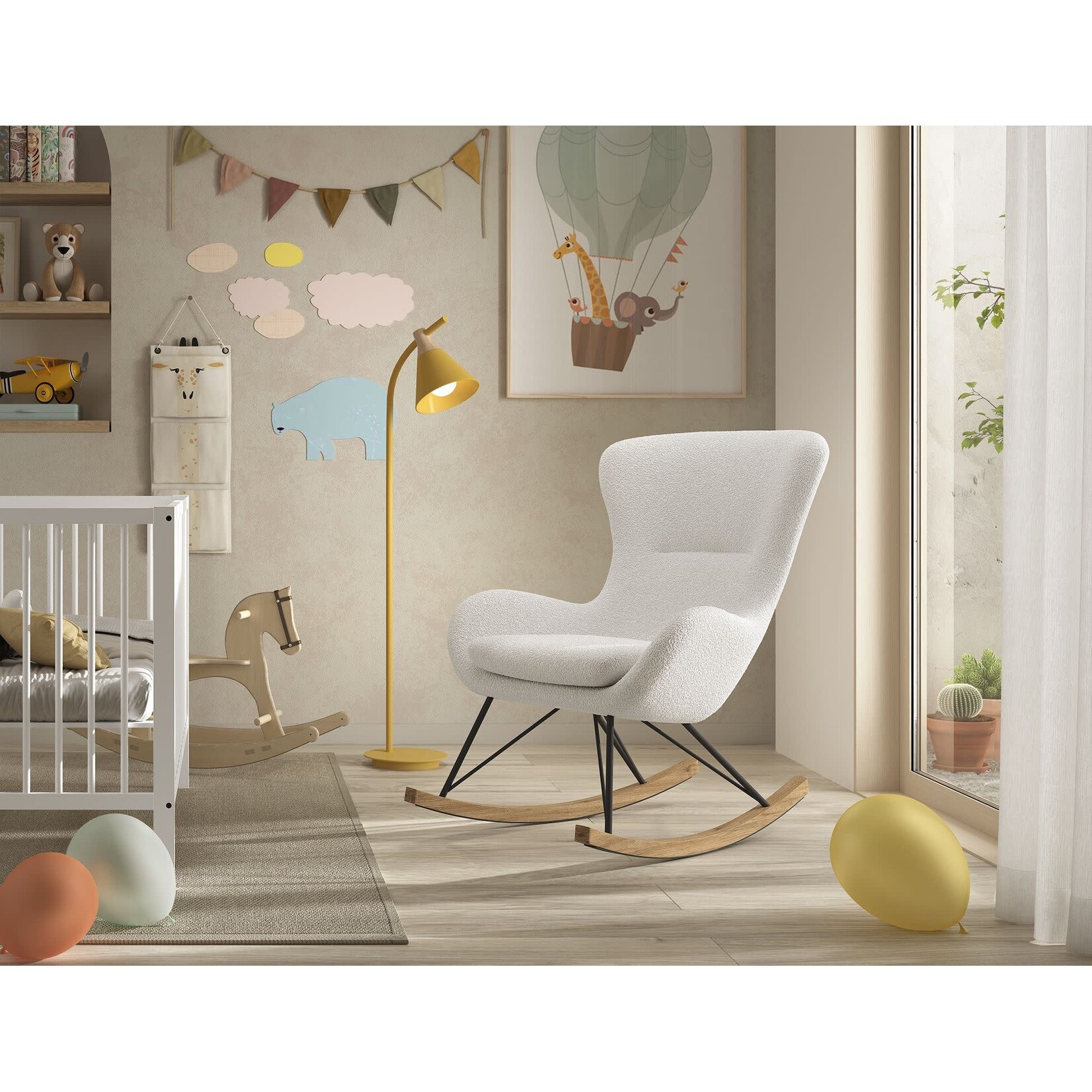 Jaxx Furniture ROCKY SCHOMMELSTOEL MAXI WIT BOUCLÉ