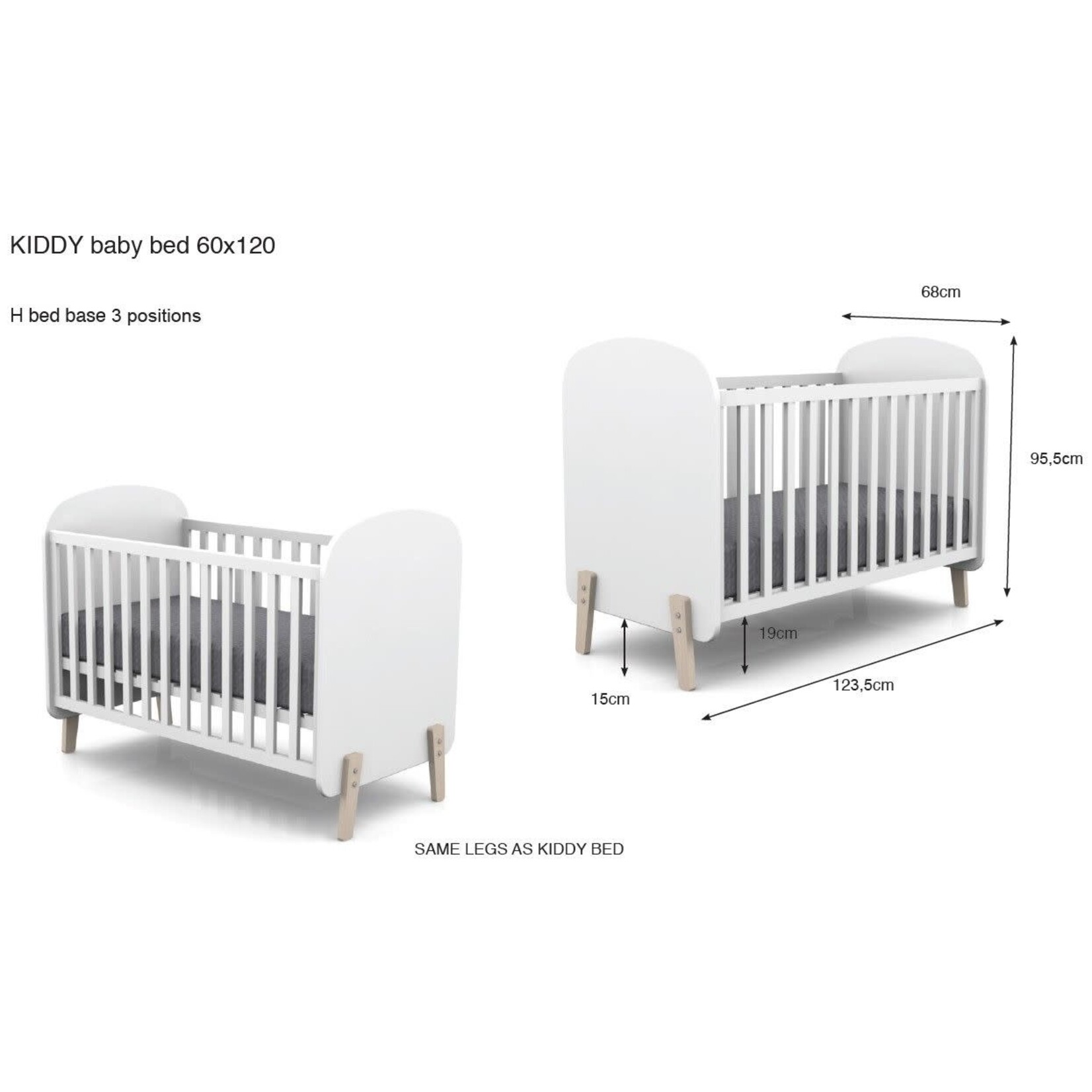 Jaxx Furniture KIDDY BABYBED 60 X 120 CM WIT