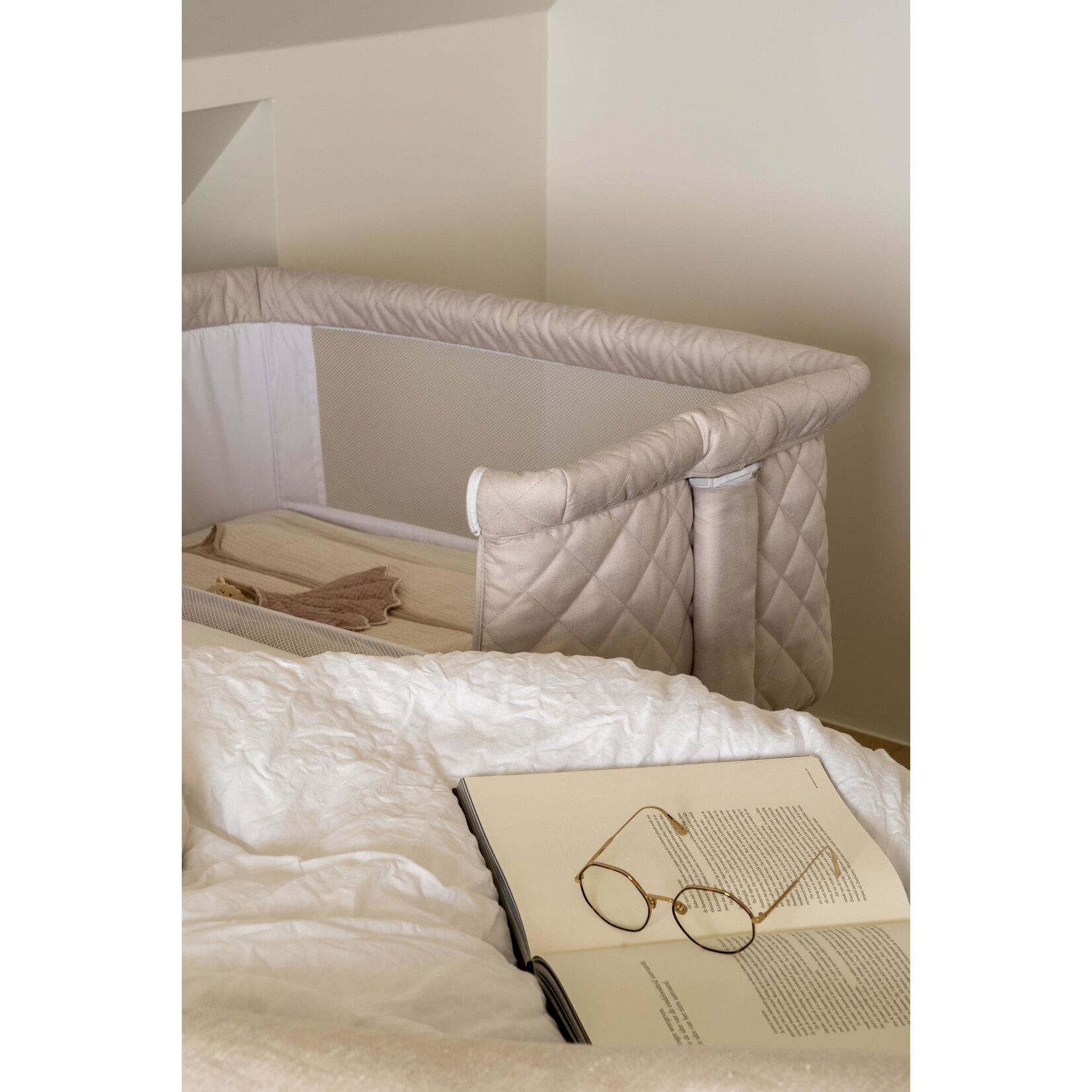 Quax Co-sleeper Side by Side Naturel Quilted - Clay