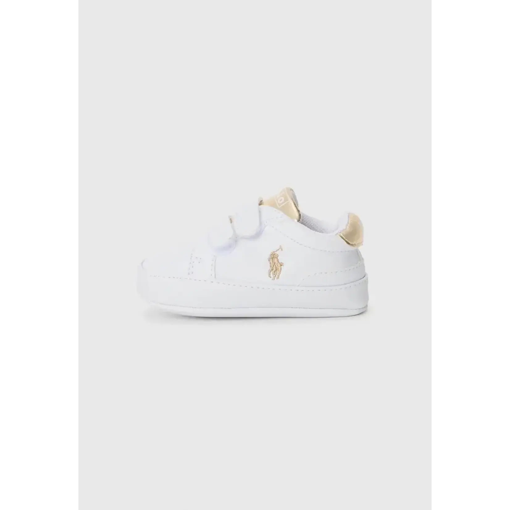 Ralph Lauren HERITAGE COURT II EZ LAYETTE WHITE SMOOTH/GOLD METALLIC w