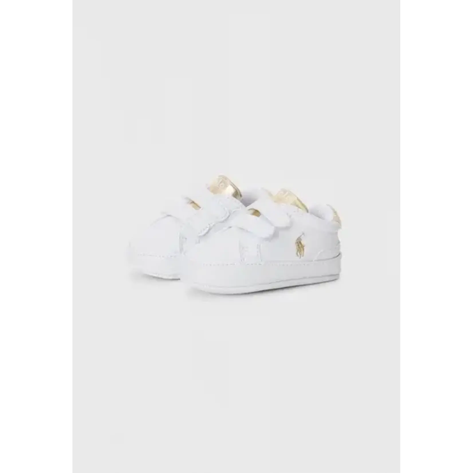 Ralph Lauren HERITAGE COURT II EZ LAYETTE WHITE SMOOTH/GOLD METALLIC w