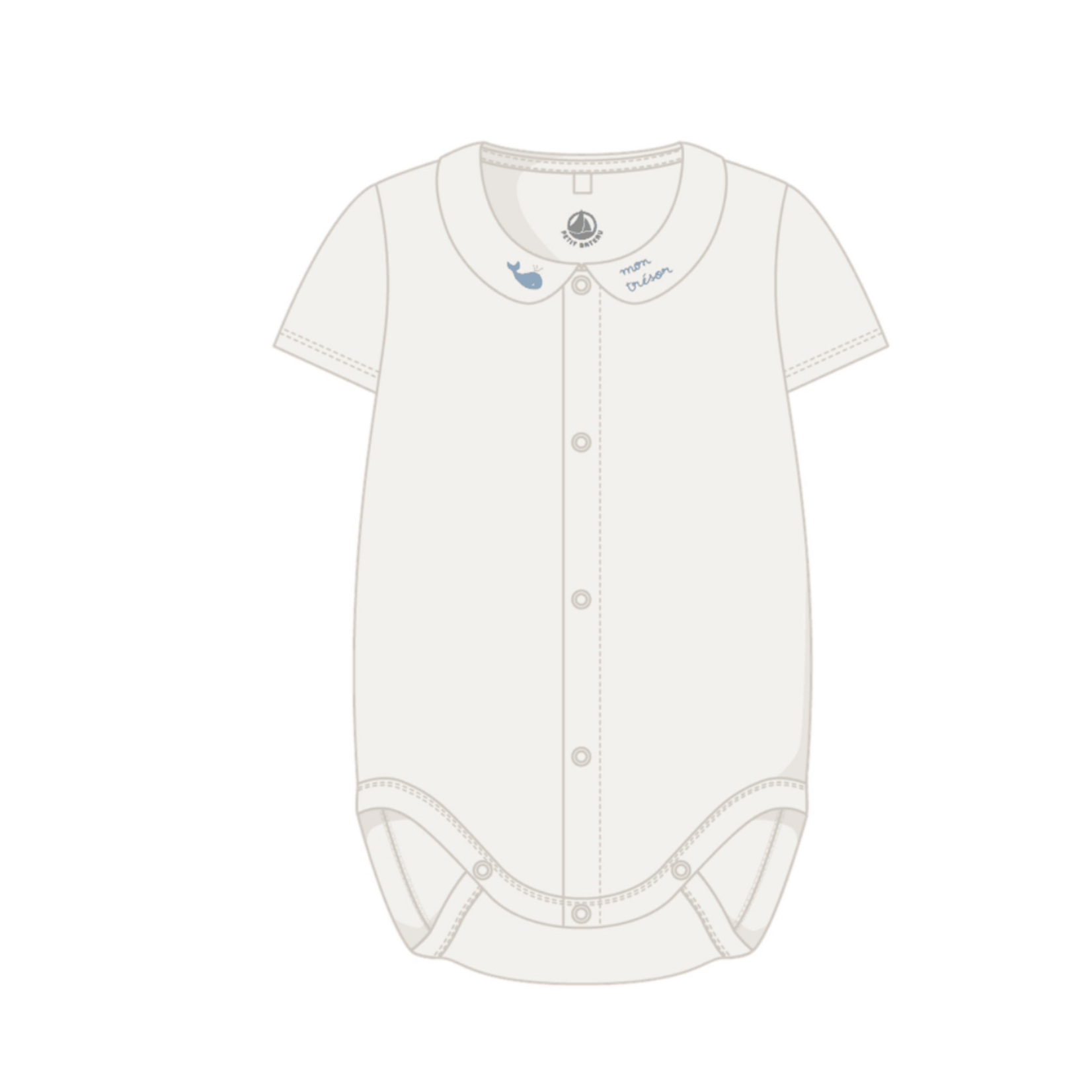 Petit Bateau BODY MC A COL MILK/FLO A0FSV