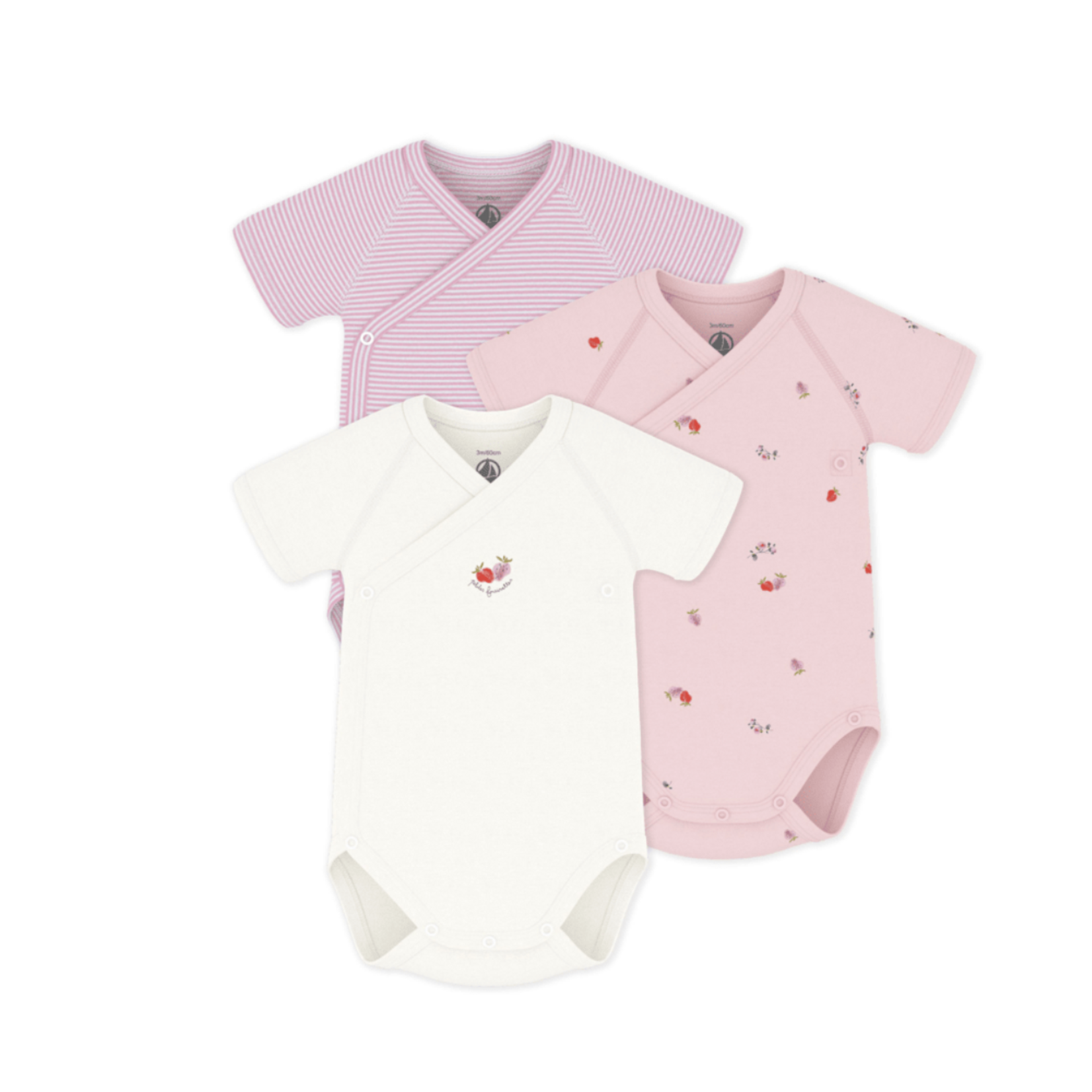 Petit Bateau 3 NEWBORN BODIES MC variante 1 A0FAU