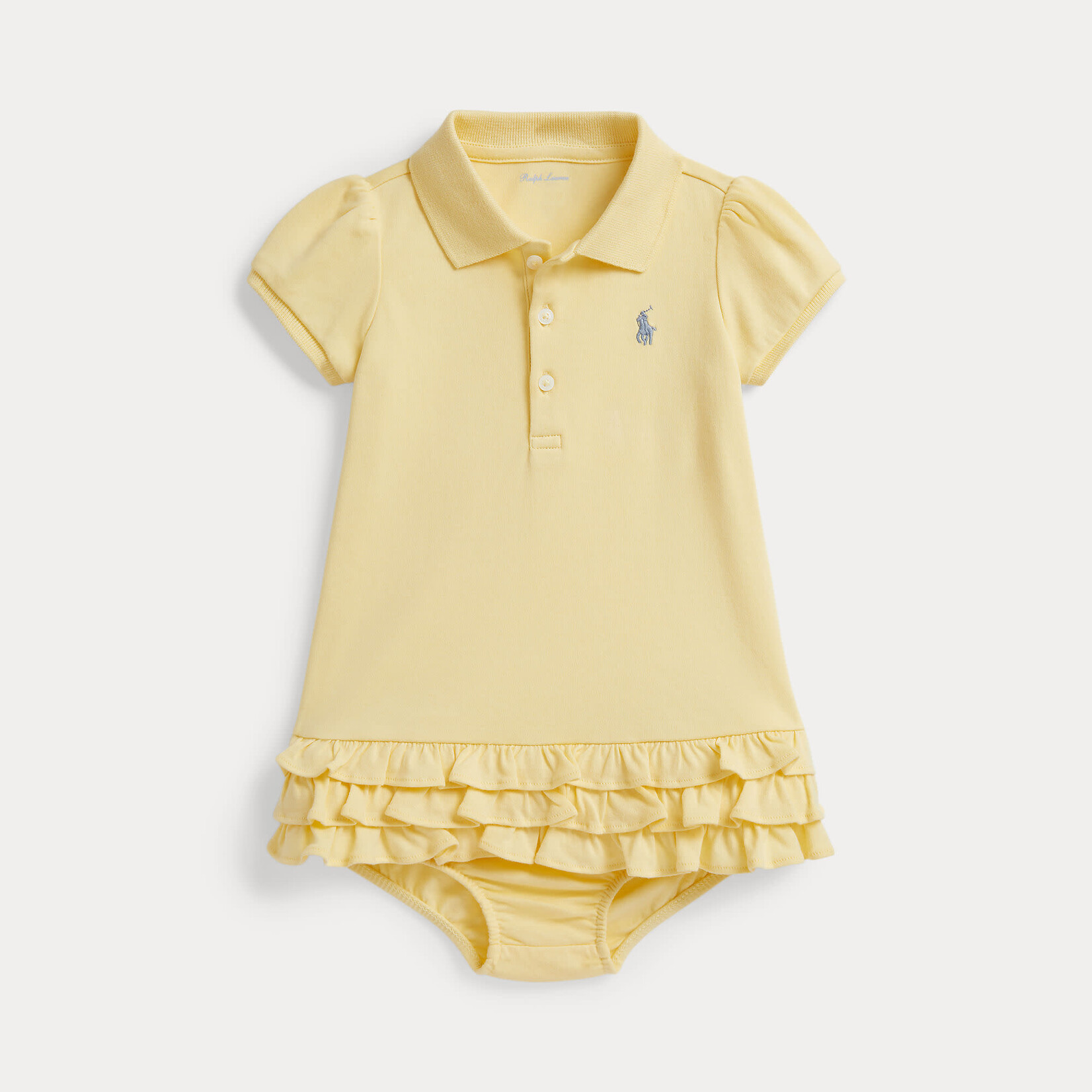 Ralph Lauren SOLID RUFFLE-DRESSES-KNIT T-BIRD YELLOW/BLUE PP