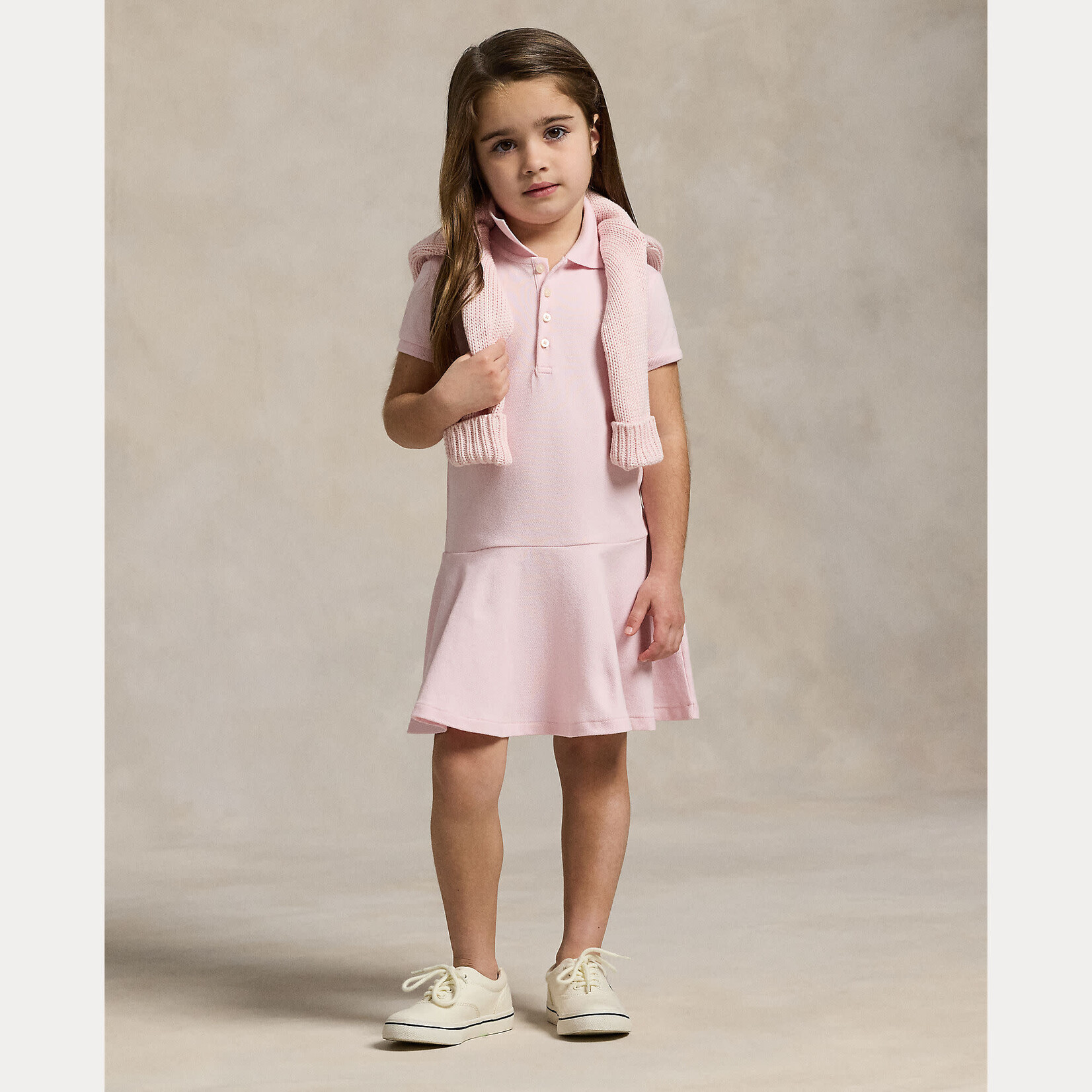 Ralph Lauren SS POLO DRES-DRESSES-KNIT HINT OF PINK W/ WHITE