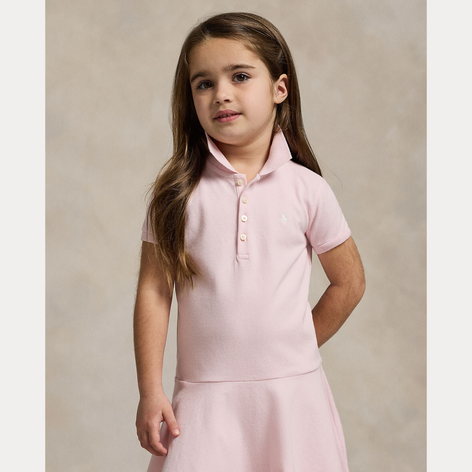 Ralph Lauren SS POLO DRES-DRESSES-KNIT HINT OF PINK W/ WHITE