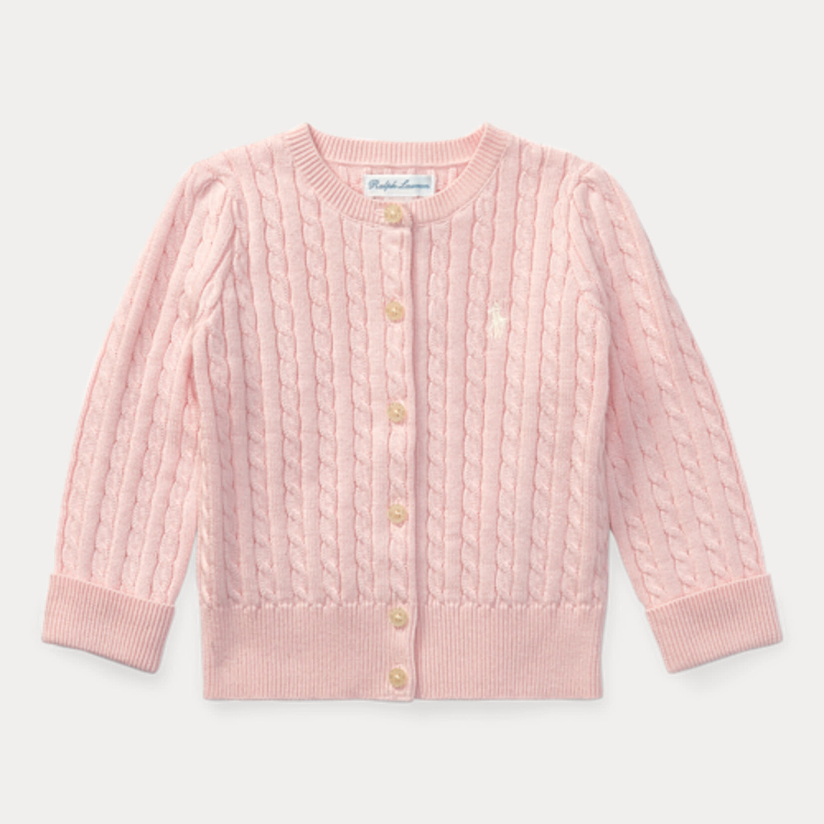 Ralph Lauren MINI-CABLE COTTON CARDIGAN HINT OF PINK