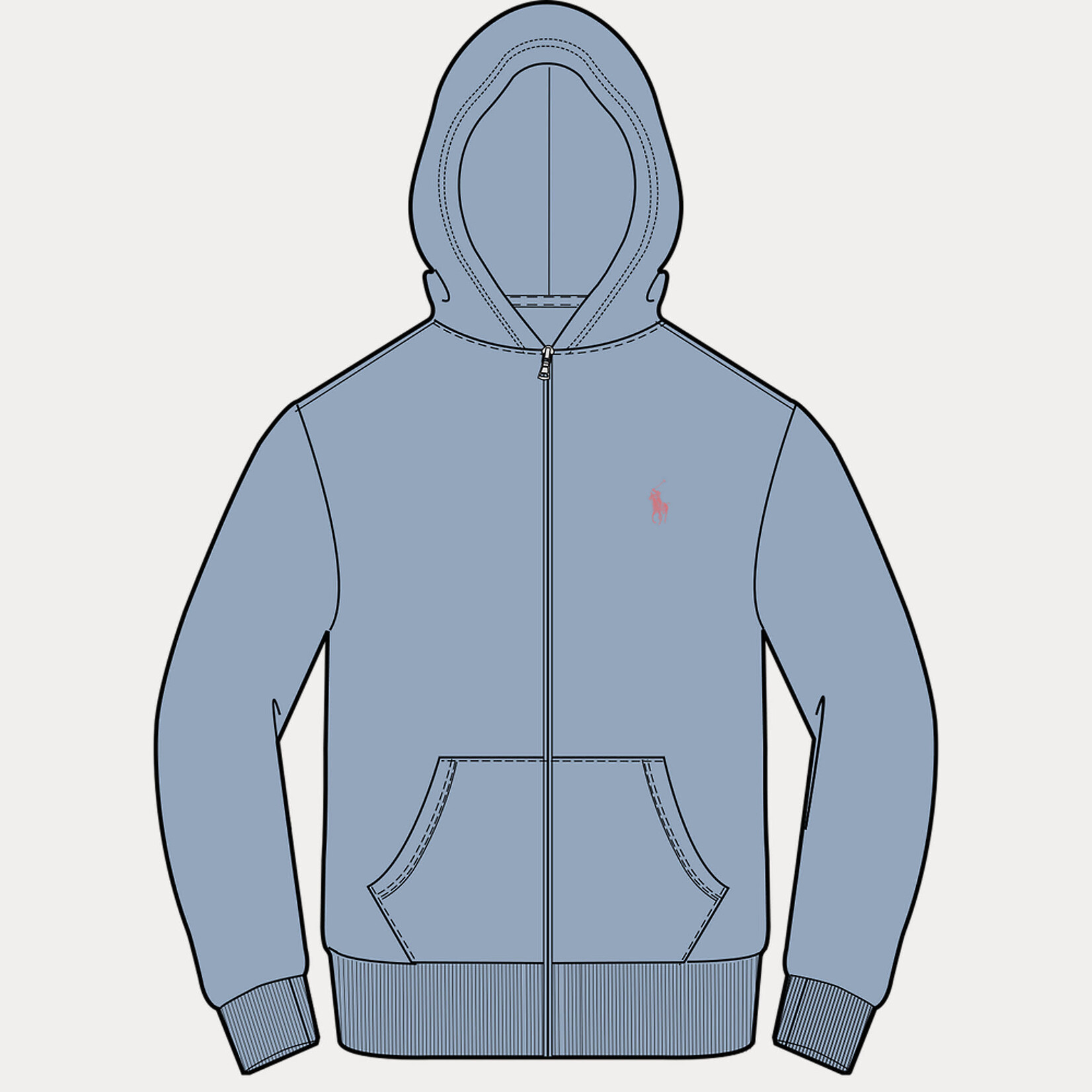 Ralph Lauren LS FZ HOOD-KNIT SHIRTS-SWEATSHIRT ESTATE BLUE