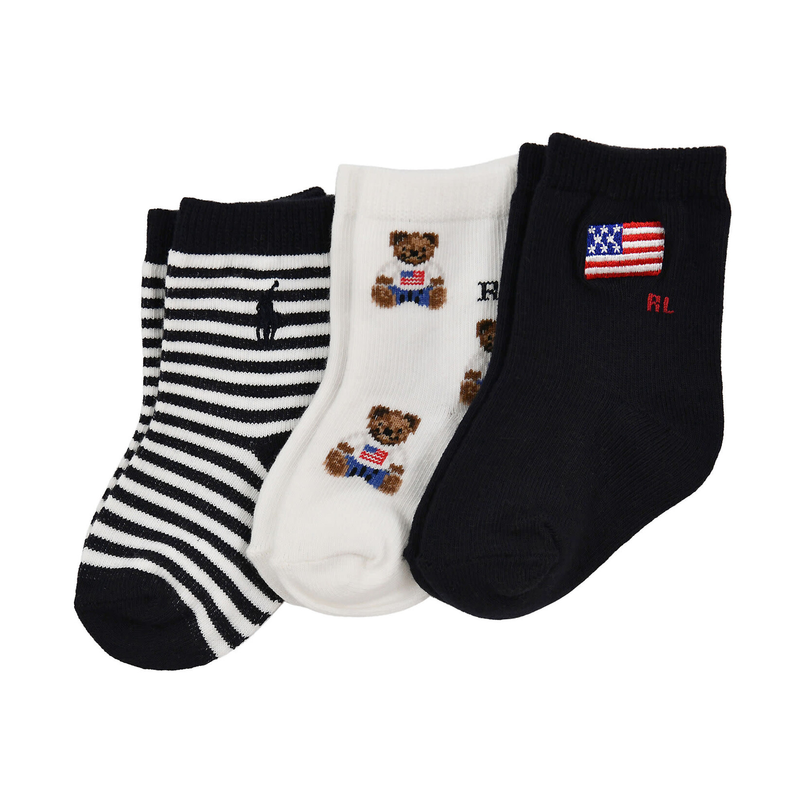 Ralph Lauren BB B AMRCN B-CREW SOCK-3 PACK WHITE/NAVY