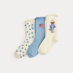 Ralph Lauren GRL BLBRR BR-ANKLE-3 PACK IVORY/DENIM/BLUE