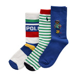 Ralph Lauren PRSPRNG BR3 CRW 3PK BLUE, WHITE/GREEN, MULTI