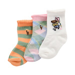 Ralph Lauren POLO BEAR CREW SOCK 3-PACK WHITE, ORANGE/GREEN, PINK MULT