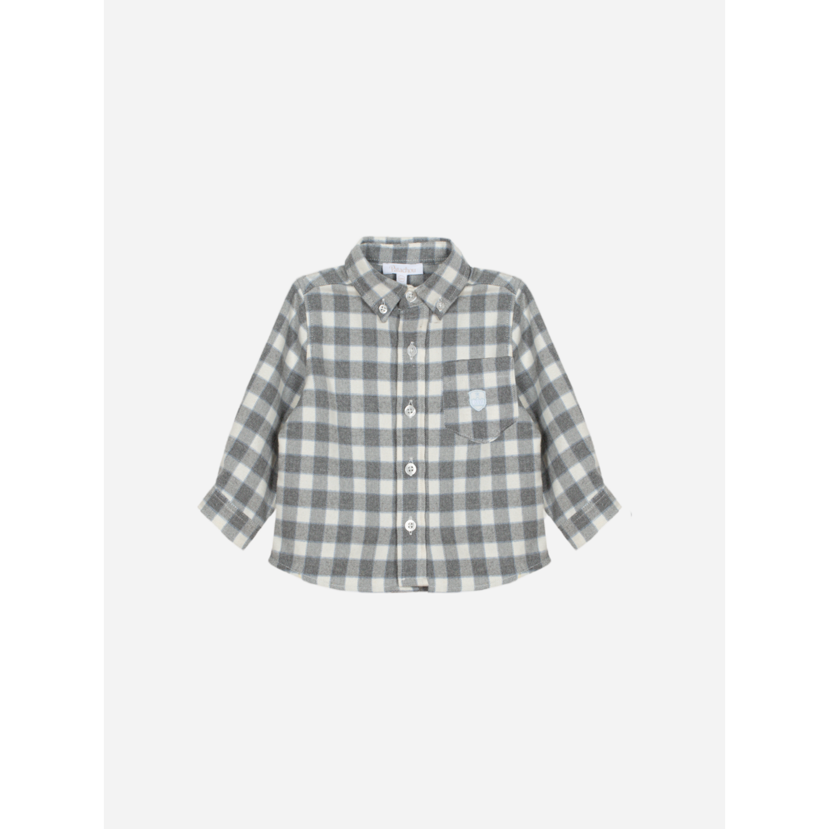 Patachou CAMISA - MINI BOY SOFT BLUE - INVERNO 2025 GREY/ECRU CHECK F25-14