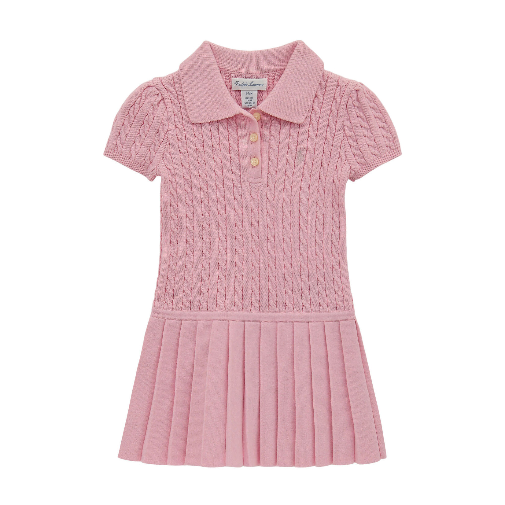 Ralph Lauren MINI-CABLE COTTON-BLEND POLO DRESS BATH PINK