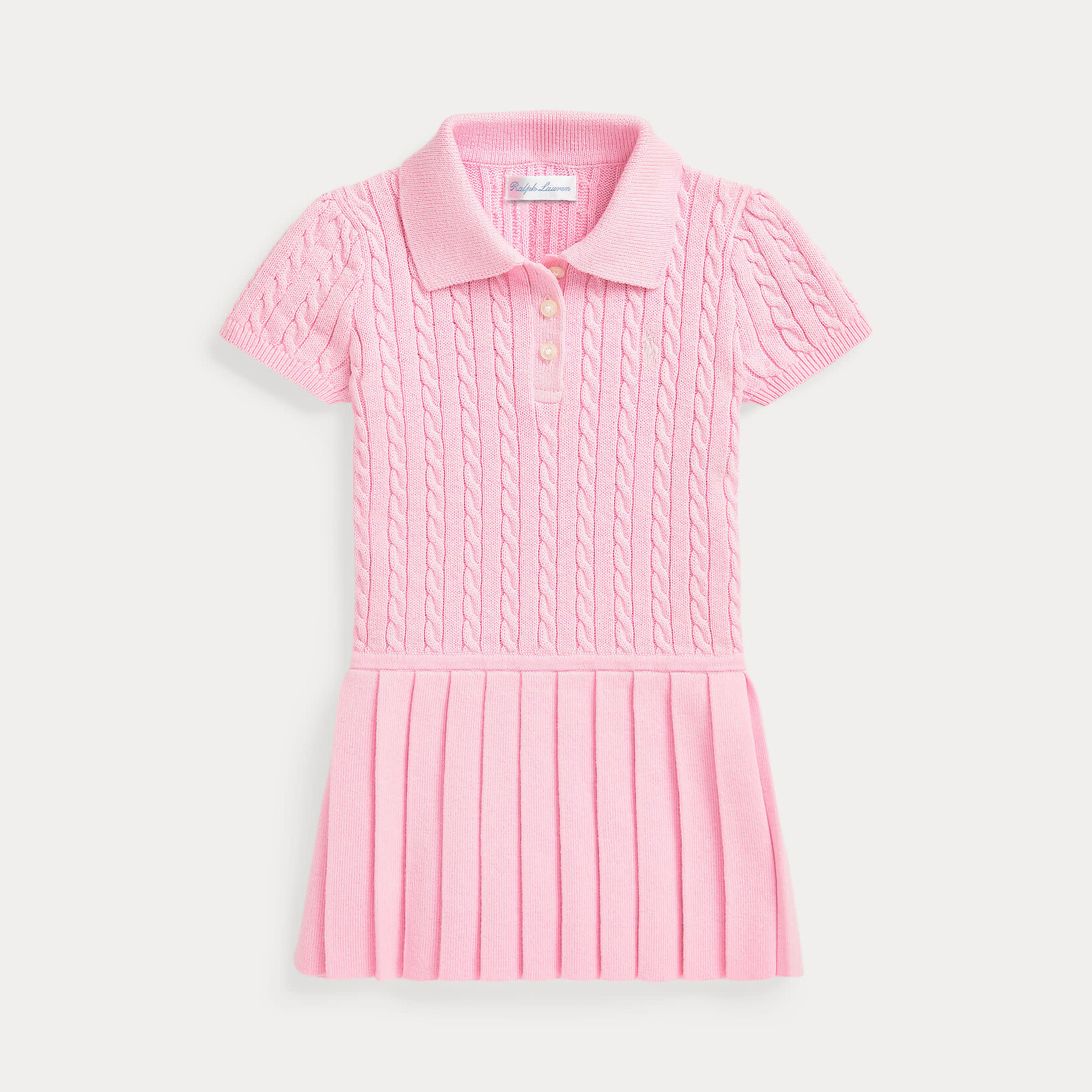 Ralph Lauren MINI-CABLE COTTON-BLEND POLO DRESS BATH PINK