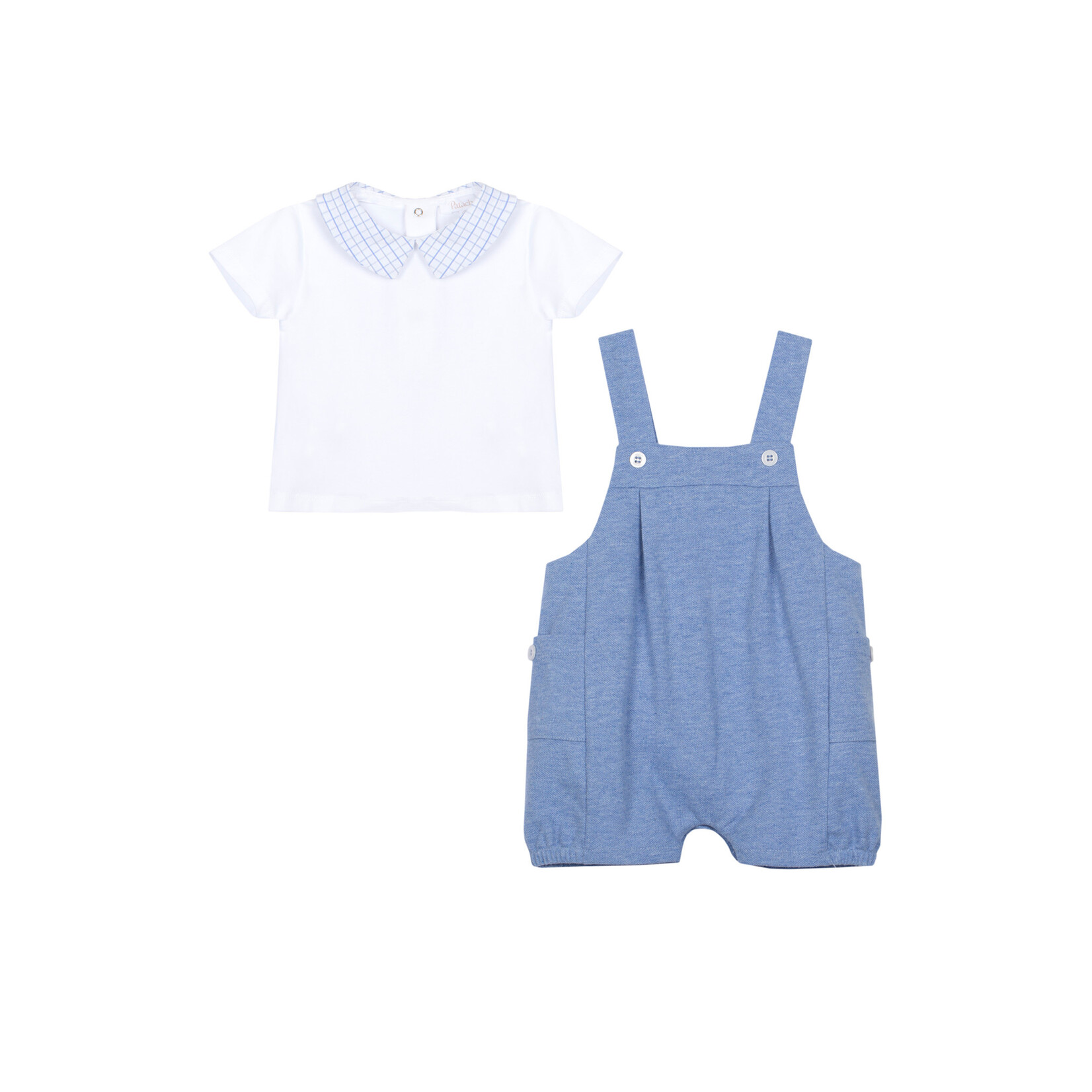 Patachou CONJUNTO T-SHIRT + MACACÃO - NEWBORN TRUE BLUE -  VERÃO 2026 PALE MELANGE BLUE S24-45