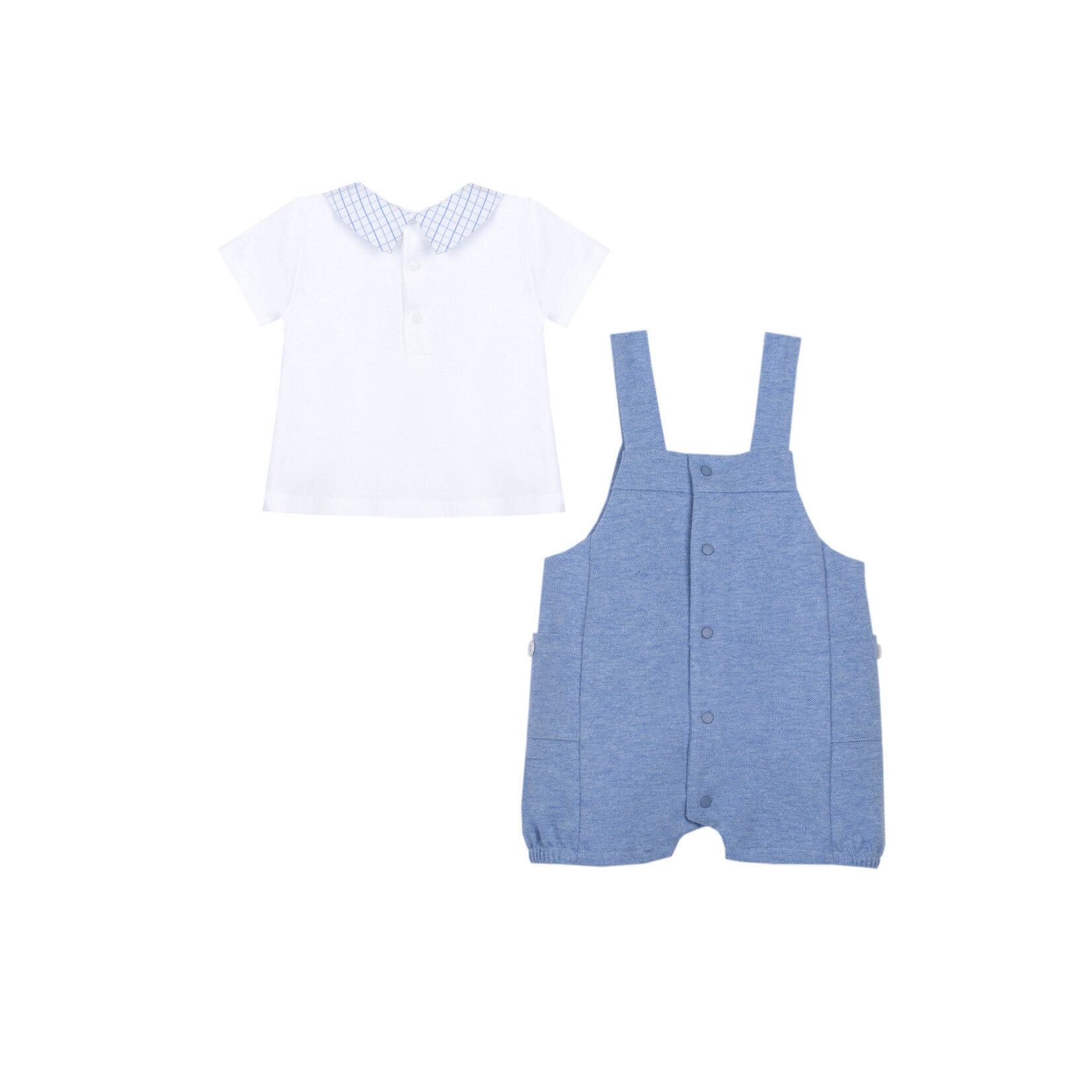 Patachou CONJUNTO T-SHIRT + MACACÃO - NEWBORN TRUE BLUE -  VERÃO 2026 PALE MELANGE BLUE S24-45