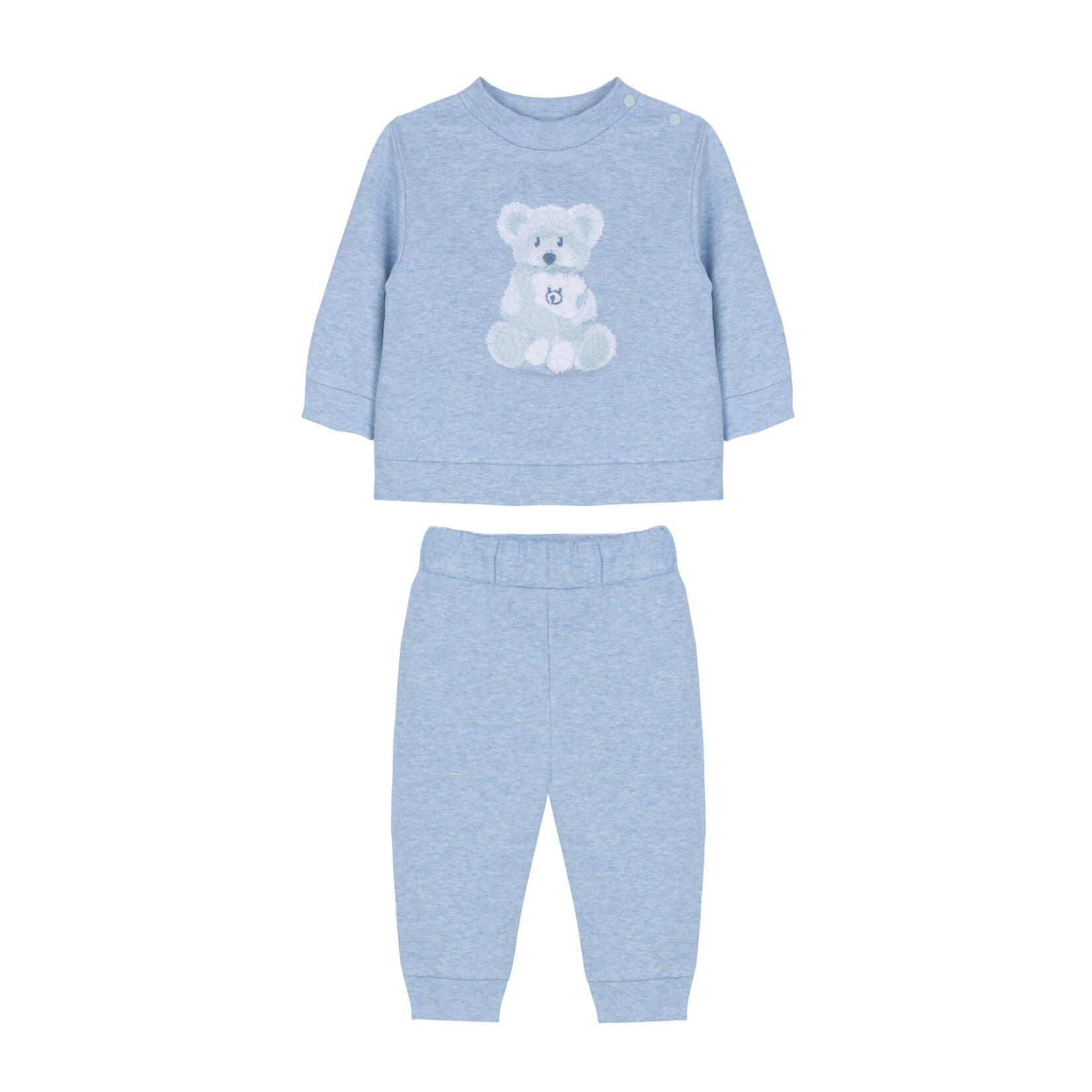Patachou JERSEY SET BEAR MINI BOY  PALE MELANGE BLUE S26