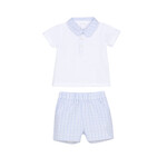 Patachou CONJUNTO POLO+CALÇÃO - NEWBORN TRUE BLUE - VERÃO 2026 BLUE CHECK S26-147