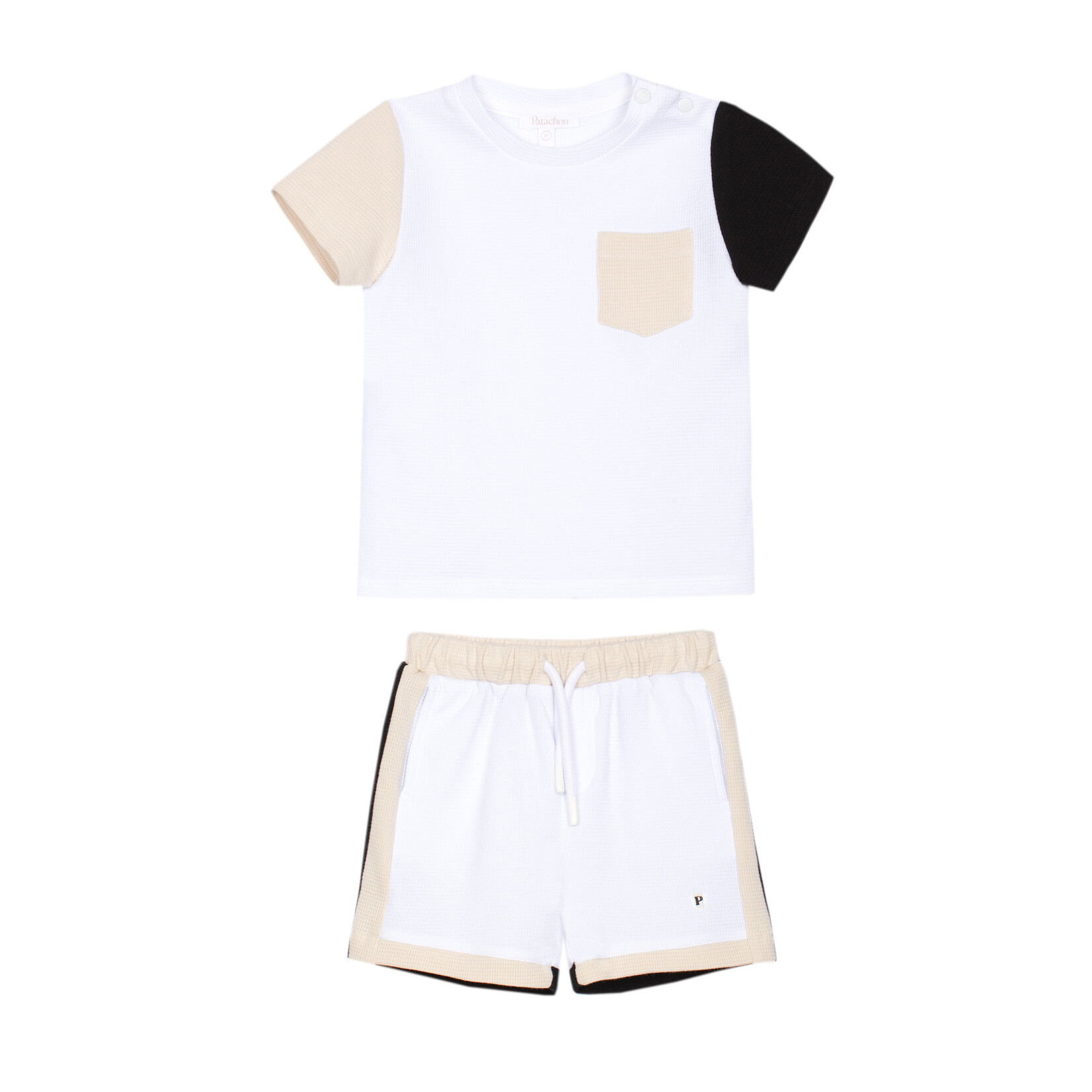 Patachou CONJUNTO T-SHIRT + CALÇÃO - MINI BOY CITY - VERÃO 2026 BEIGE