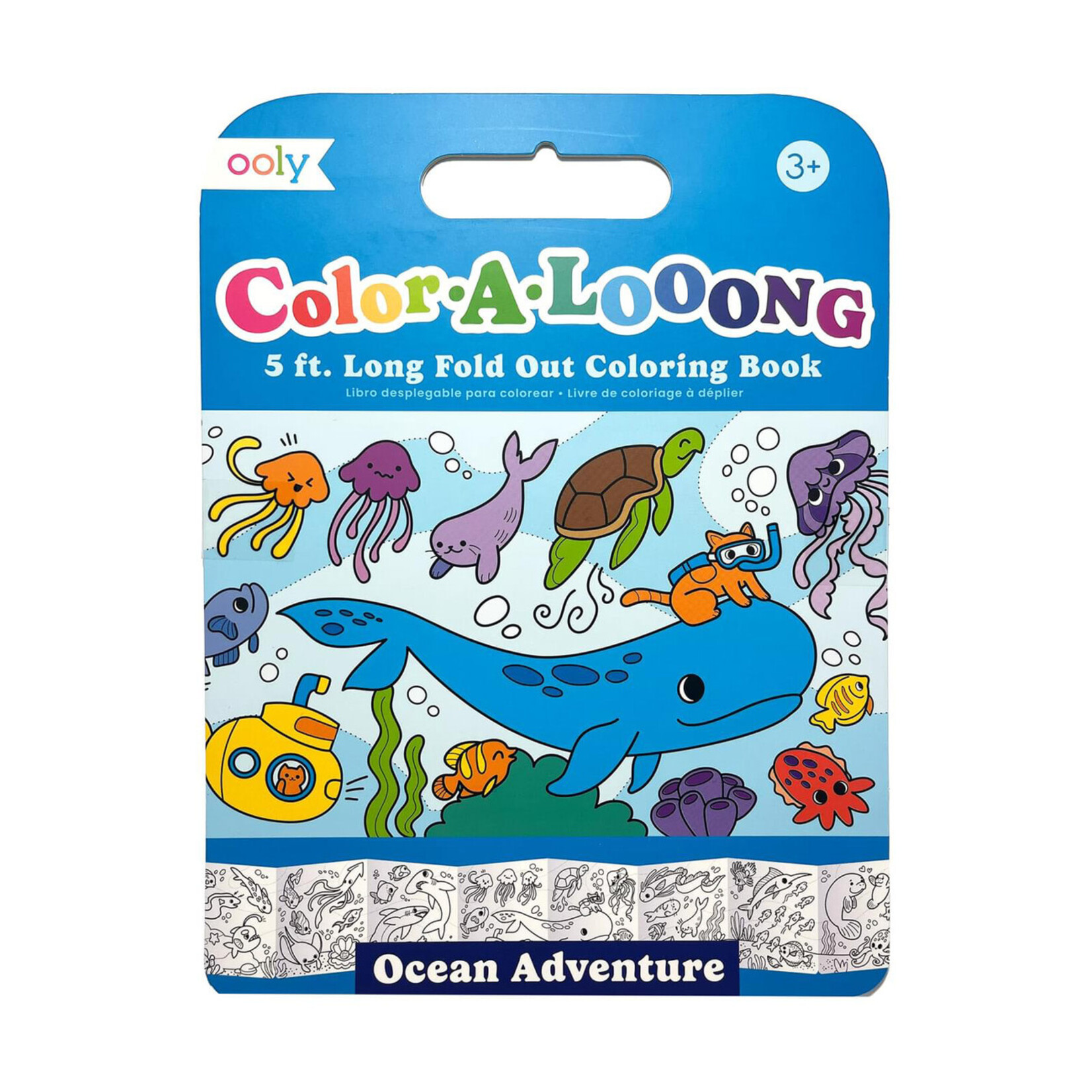 Ooly Ooly - Color-A-Looong Fold Out Kids Coloring Book (Ocean Adventure)