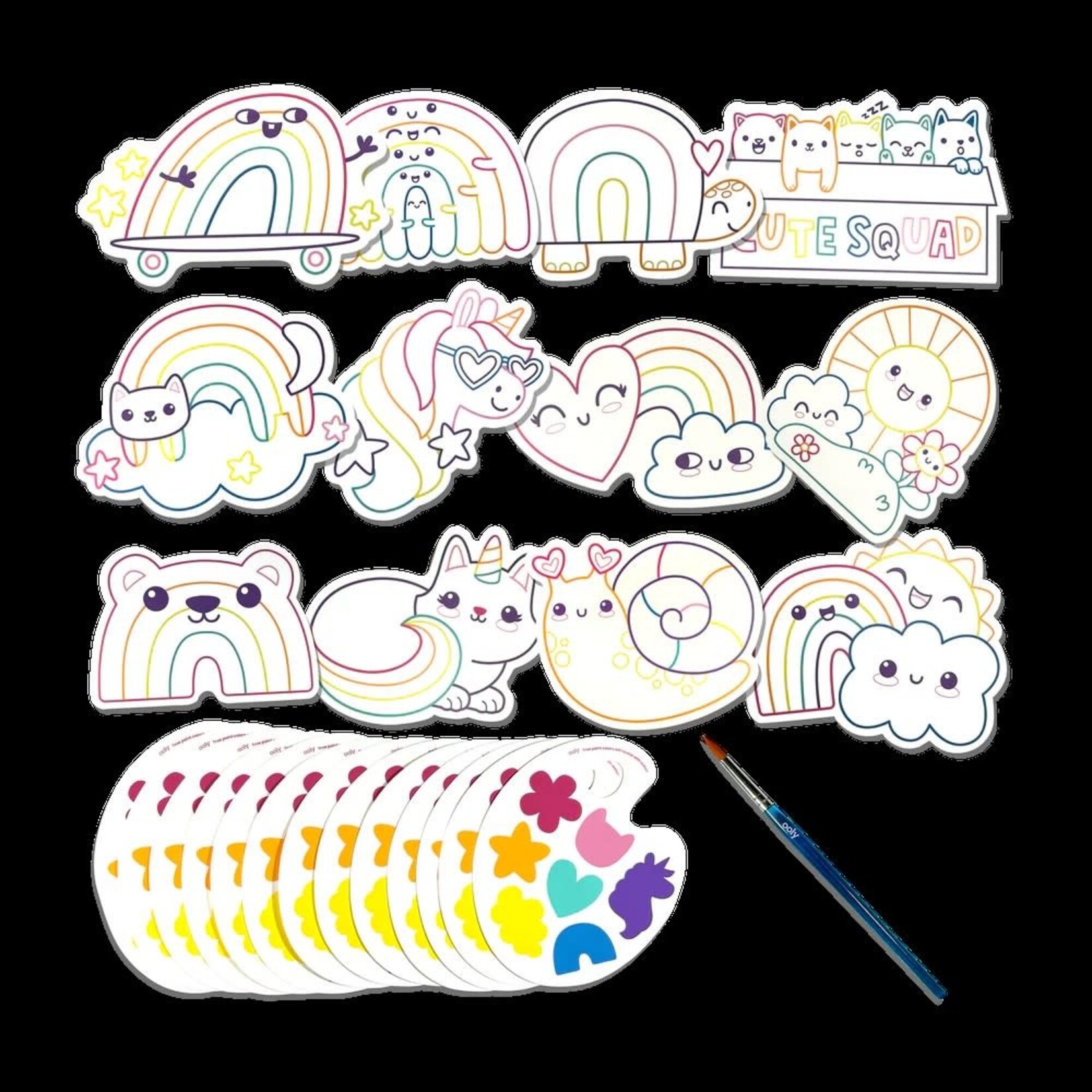 Ooly Ooly - Playful Painters: Easy Watercolor Painting Kit - Rainbow Cuties (25 PC Se