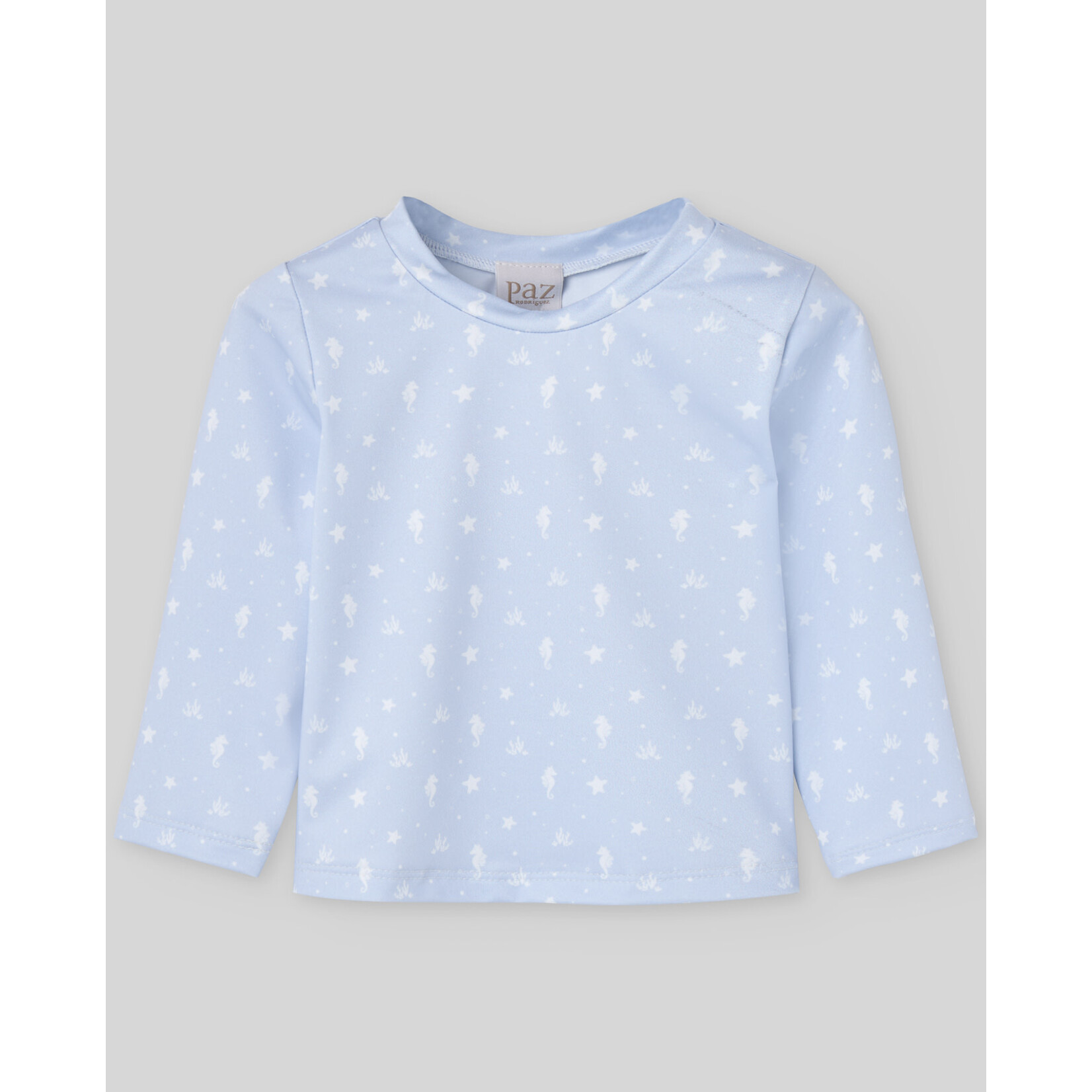 Paz Rodriguez KNIT NEWBORN T-SHIRT "BAÑO V26" Chalk Blue