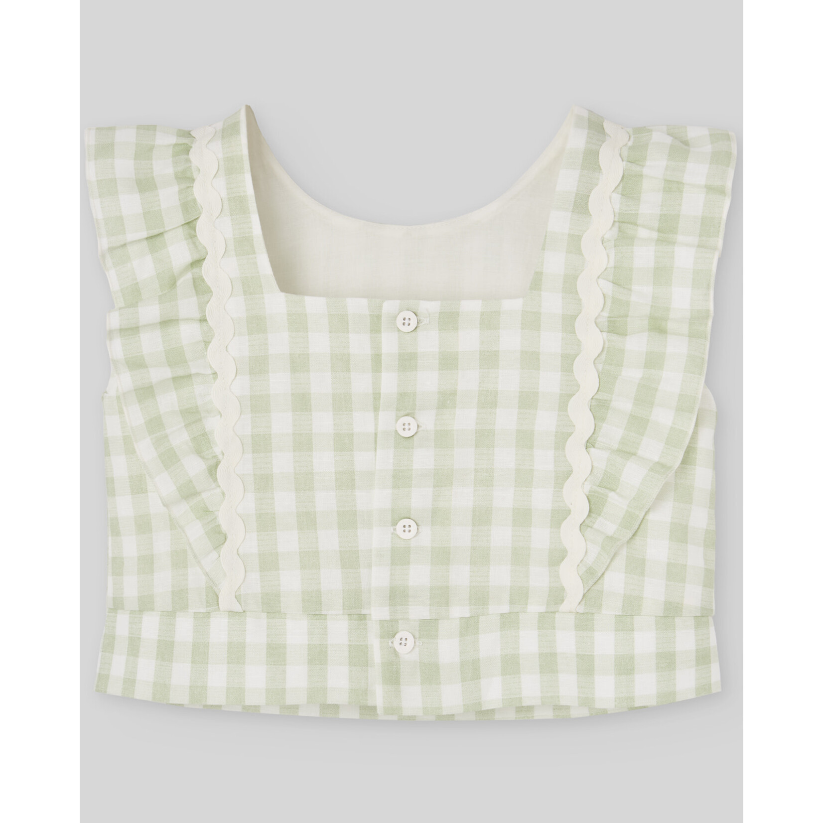 Paz Rodriguez WOVEN INFANT GIRL BLOUSE "FRESCURA" Cream/Olive Green