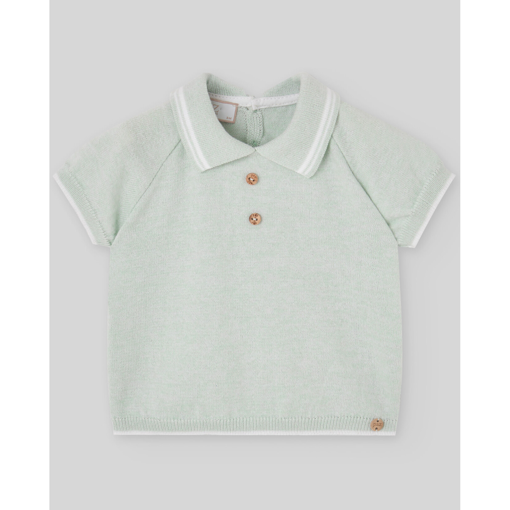 Paz Rodriguez KNIT NEWBORN SET POLO T-SHIRT  AND SHORT "NORAY" Water Green