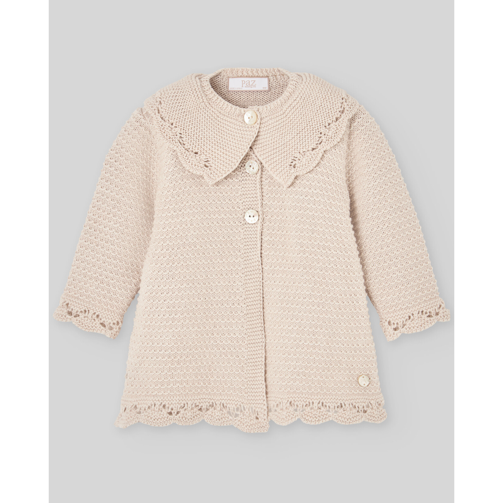 Paz Rodriguez KNIT NEWBORN CARDIGAN "NECTAR" Linen