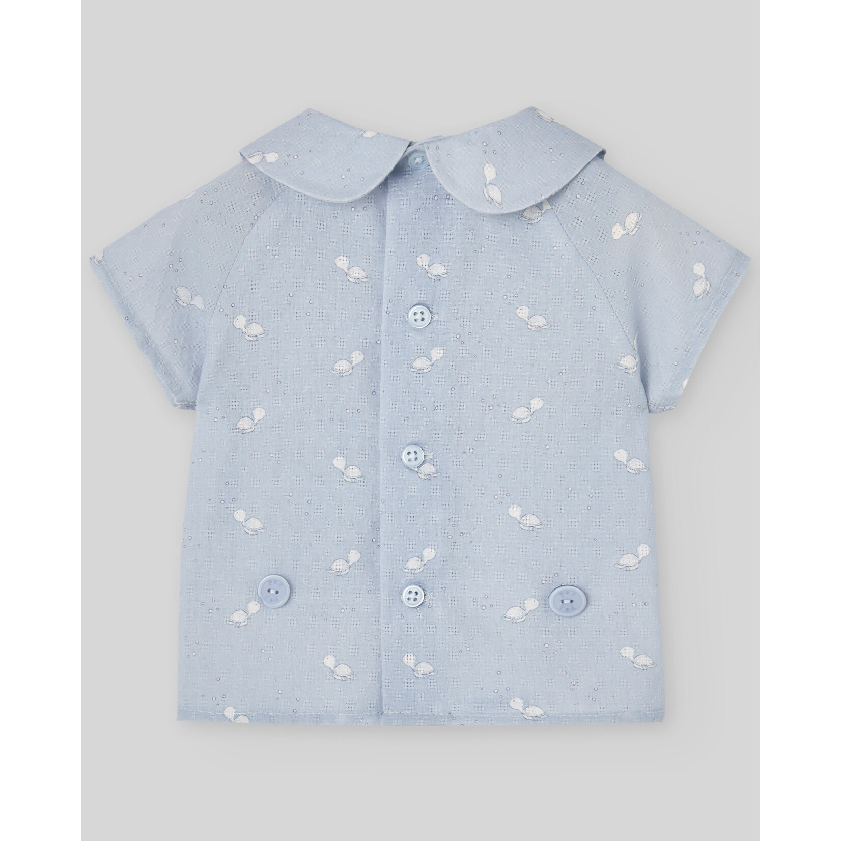 Paz Rodriguez WOVEN NEWBORN SET BLOUSE "ESPUMA V26" Sky Blue AND PANTS