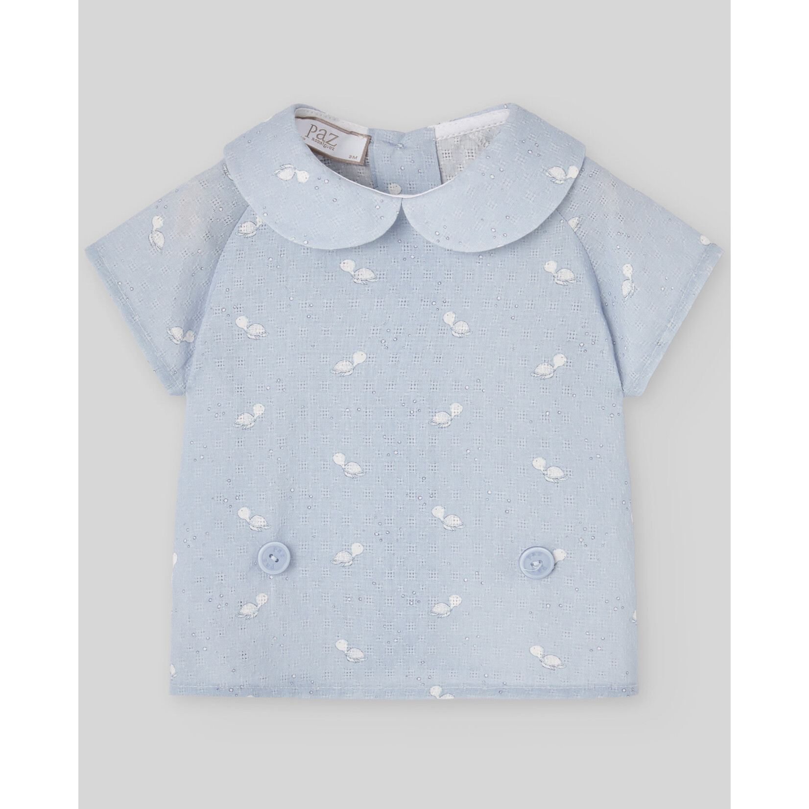 Paz Rodriguez WOVEN NEWBORN SET BLOUSE "ESPUMA V26" Sky Blue AND PANTS
