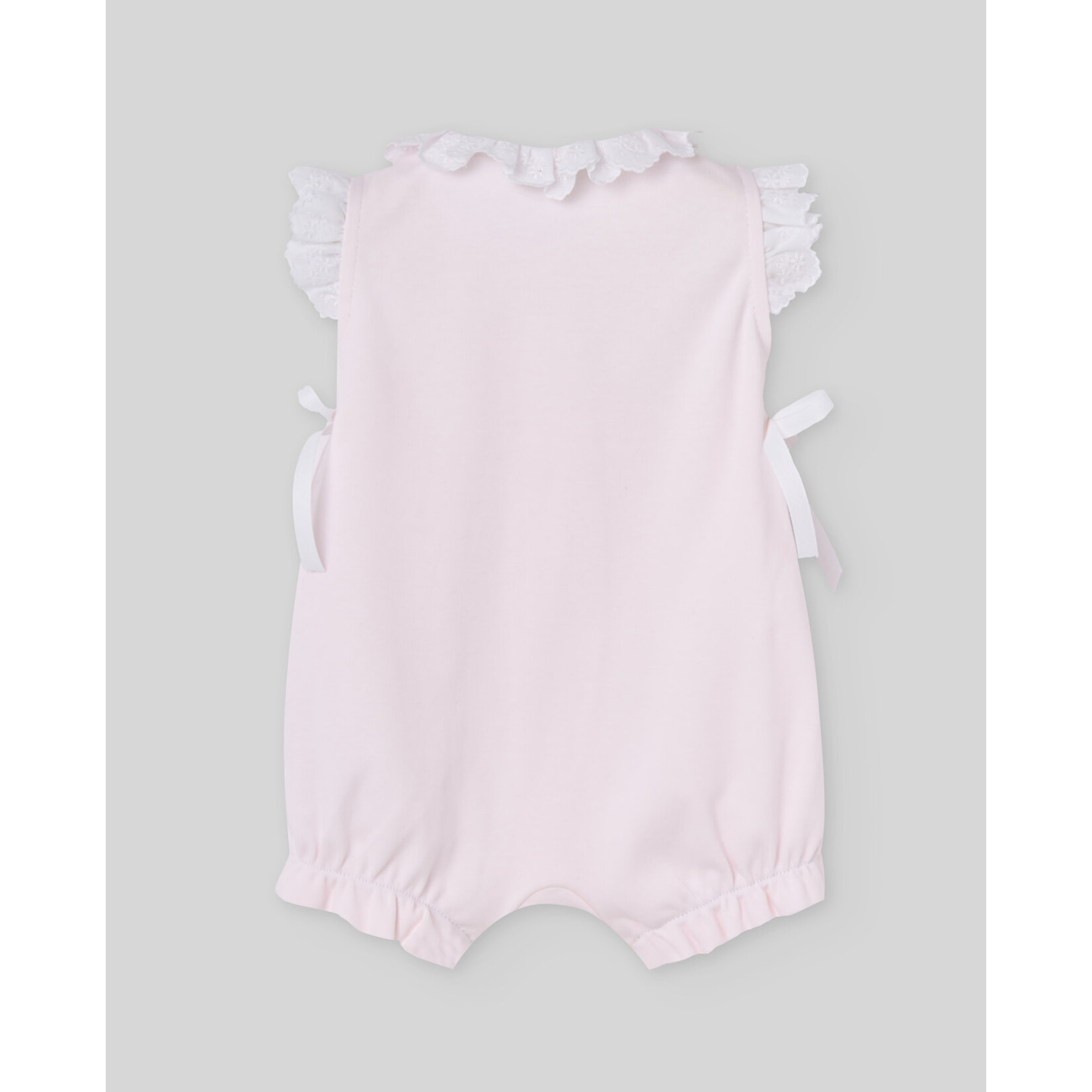 Paz Rodriguez KNIT NEWBORN ROMPER "INTERLOCK V26" Chalk Pink